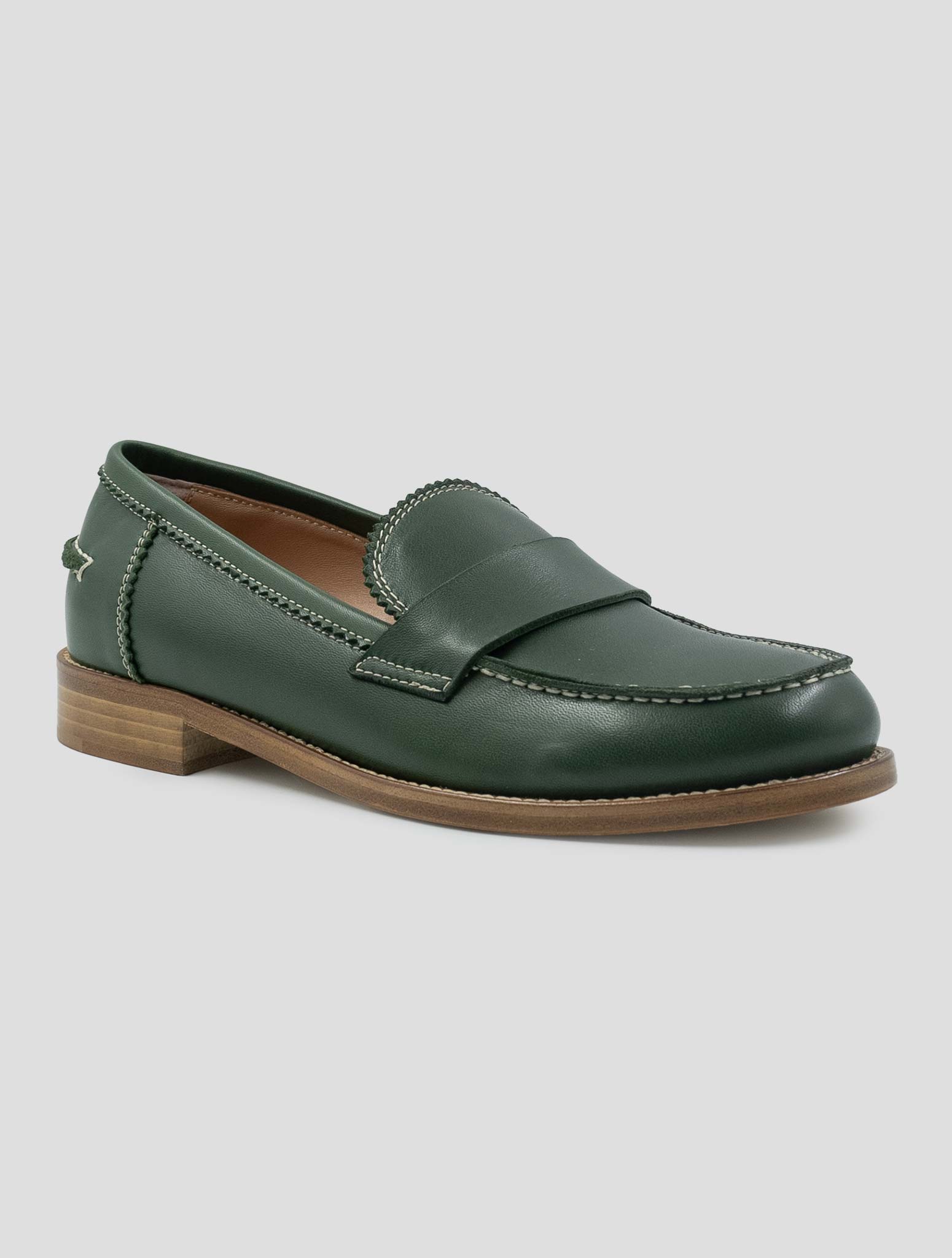 Kiton Green Leather Loafers