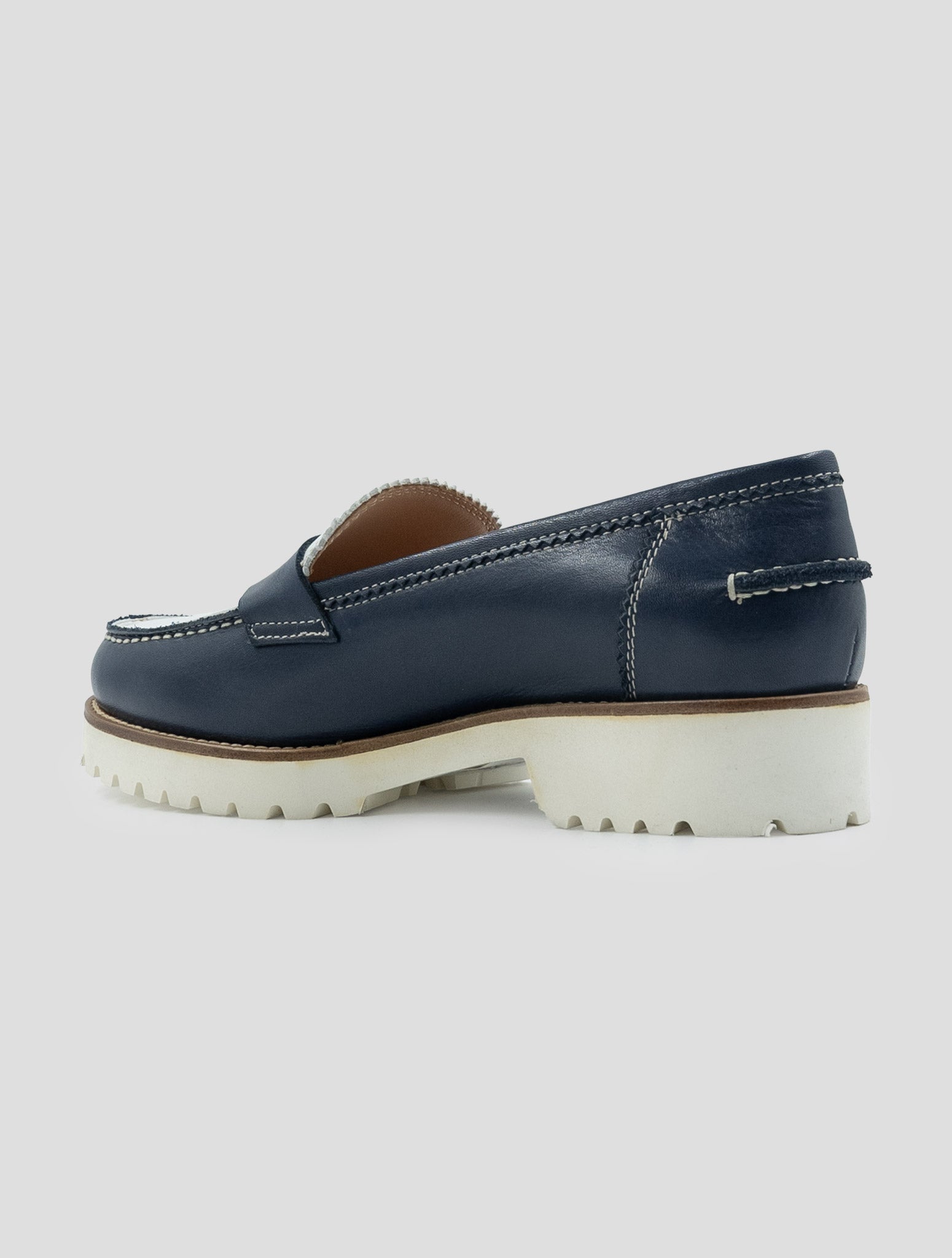 Kiton Blue White Leather Loafers