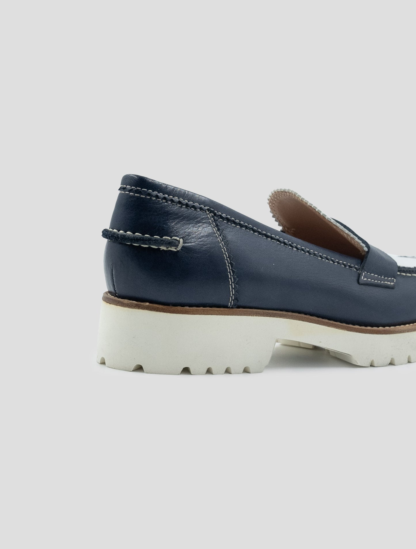 Kiton Blue White Leather Loafers