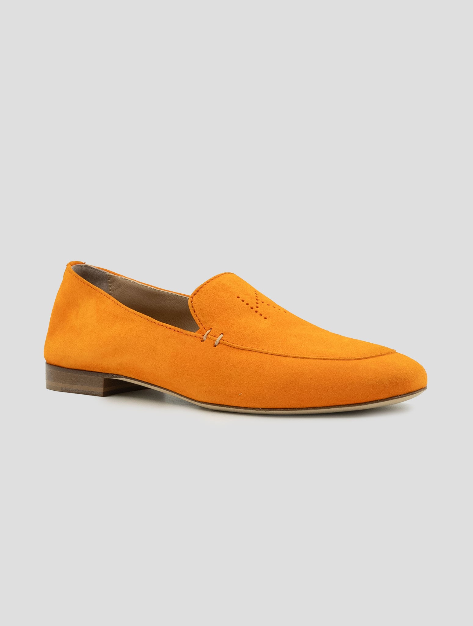 Kiton Orange Leather Suede Loafers