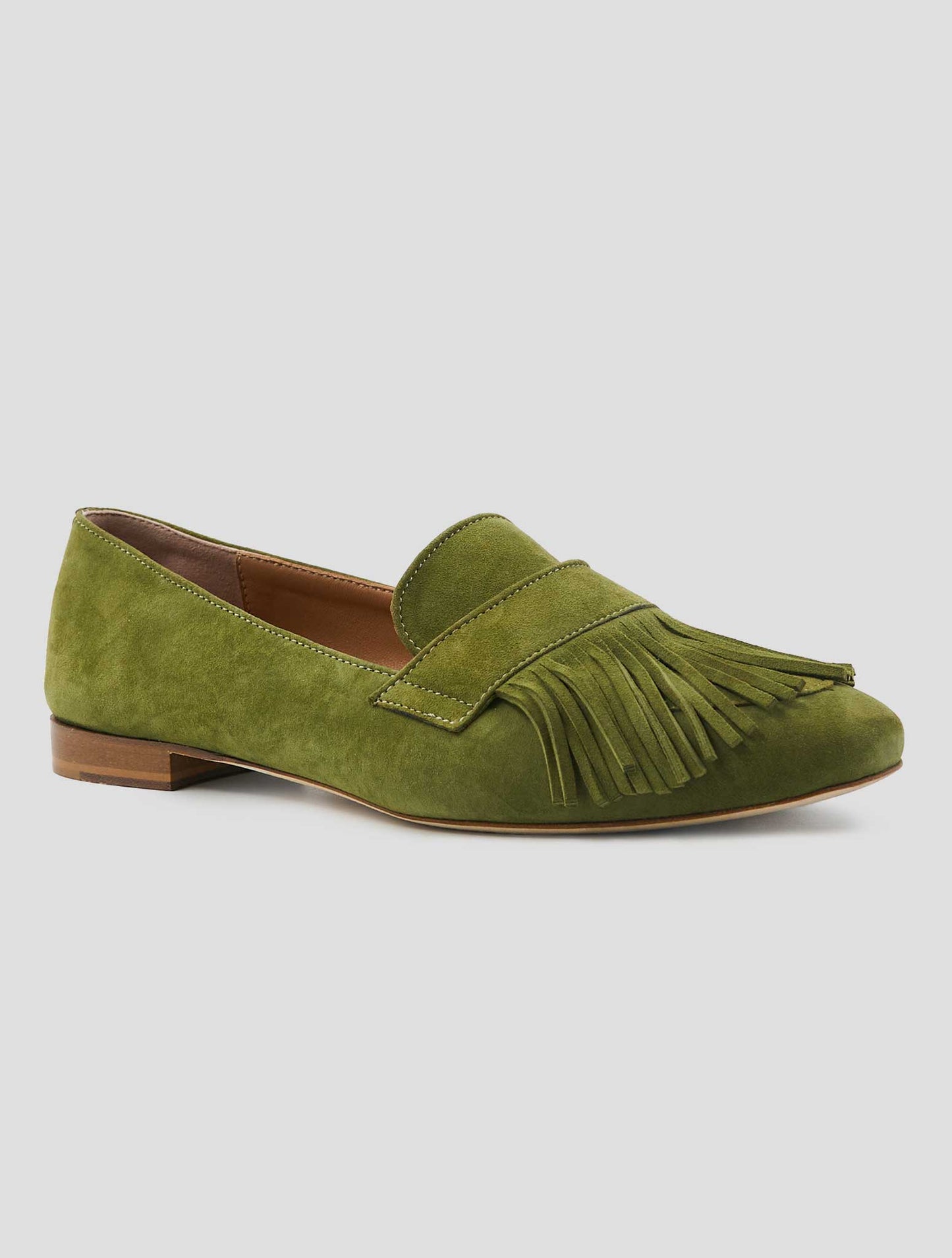 Kiton Green Leather Suede Loafers