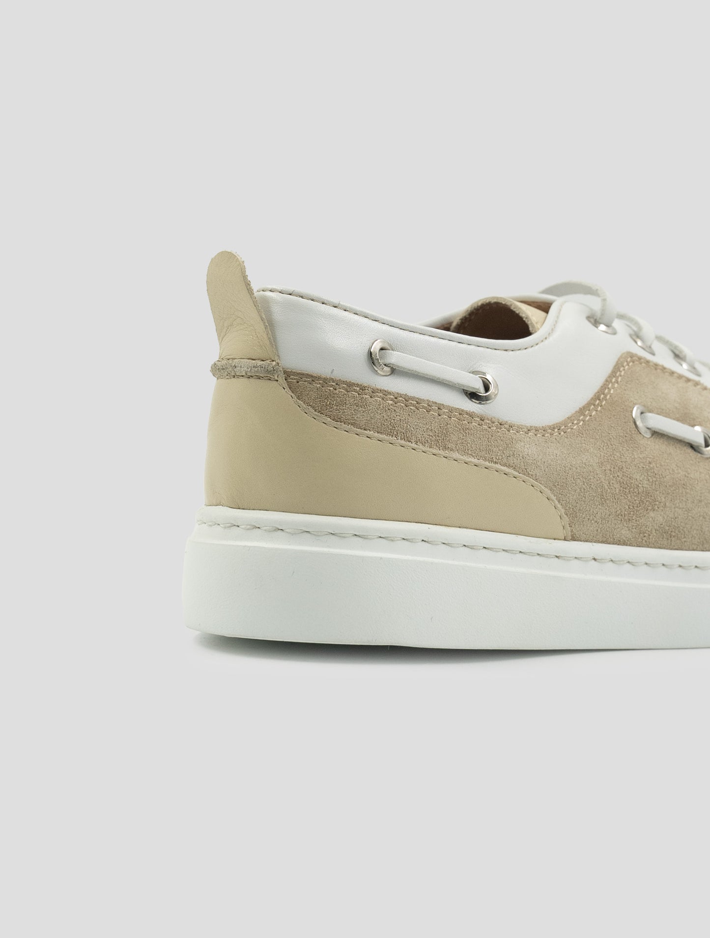 Kiton Beige White Leather Suede Leather Loafers