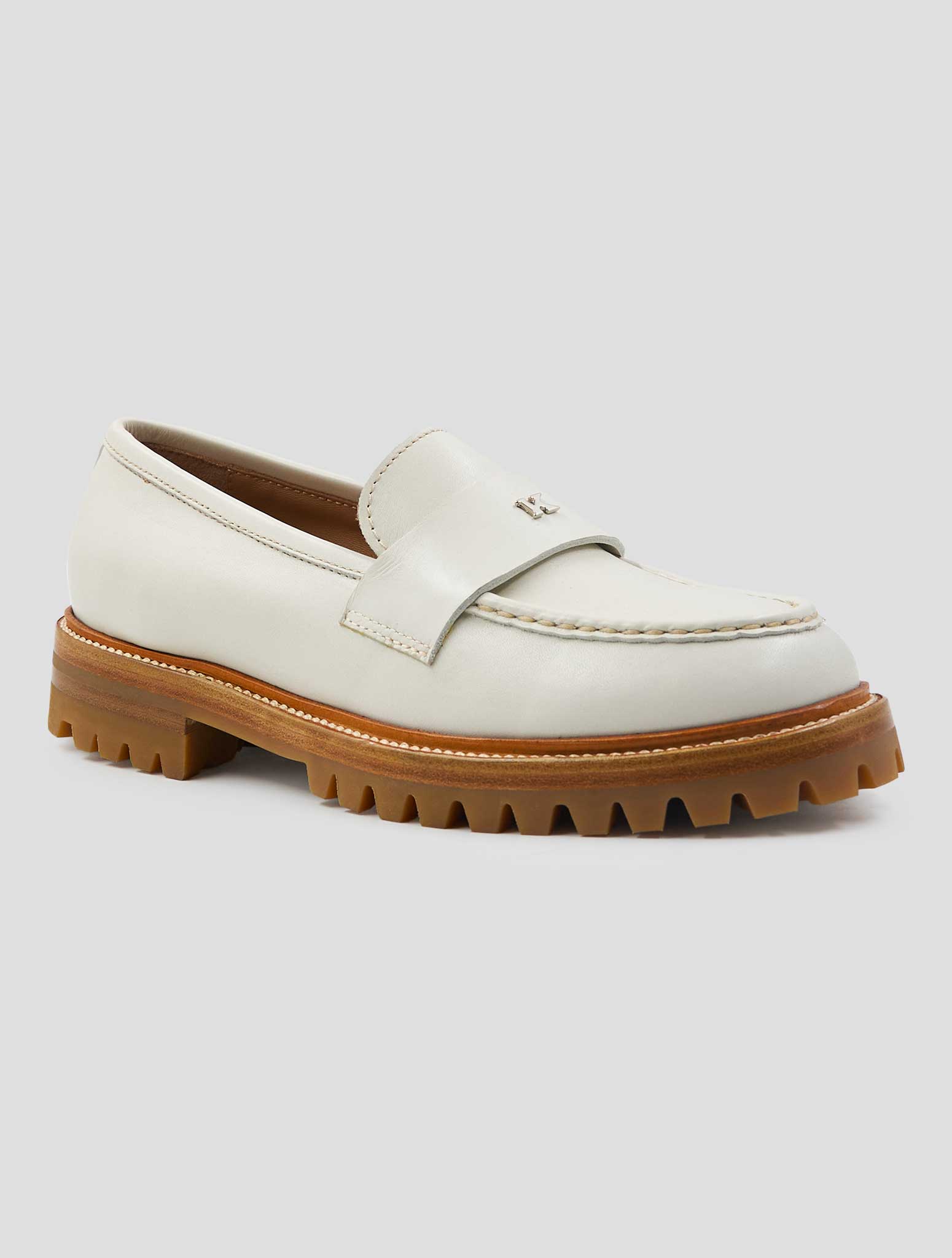 Kiton White Leather Loafers