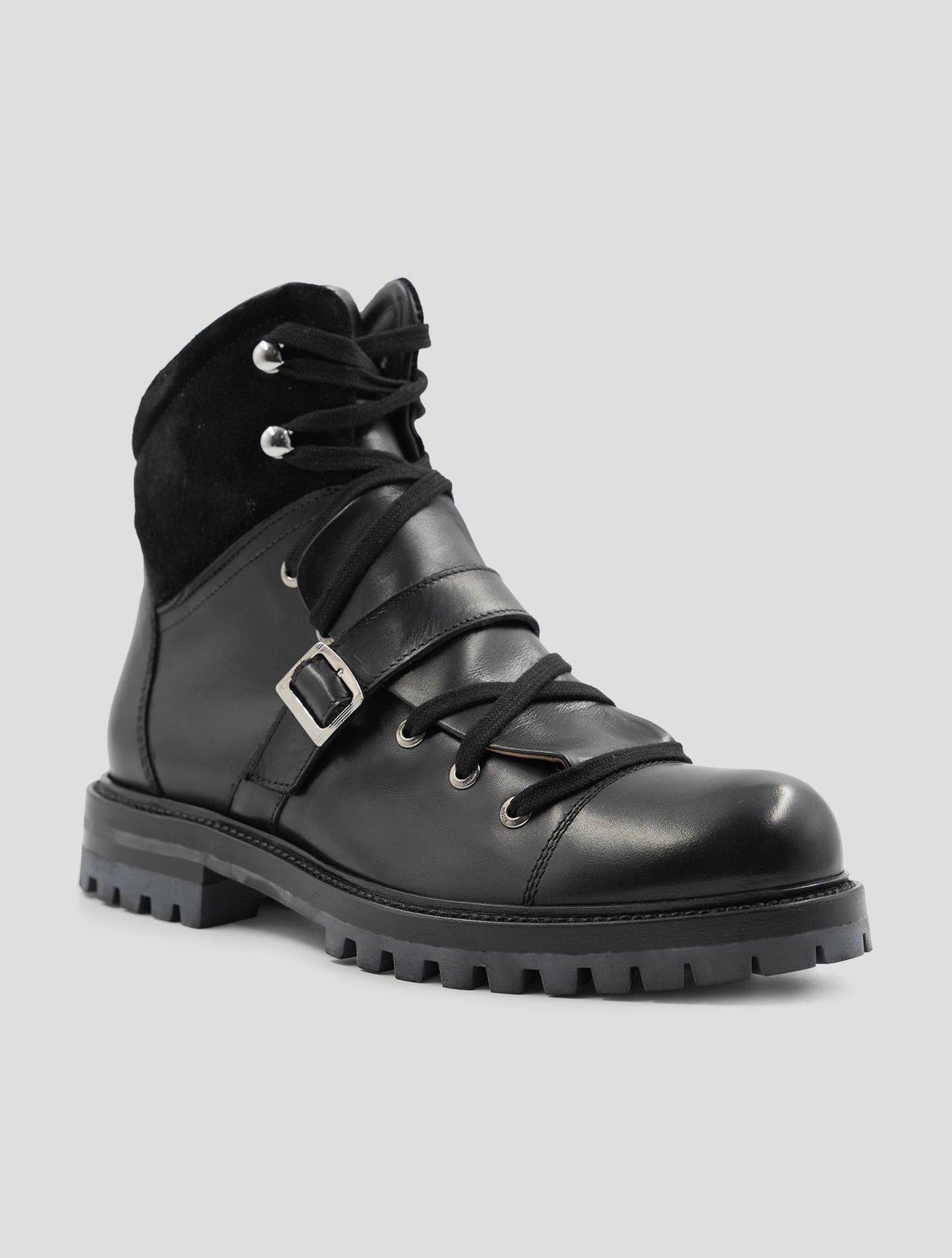 Kiton Black Leather Leather Suede With Fur Boots