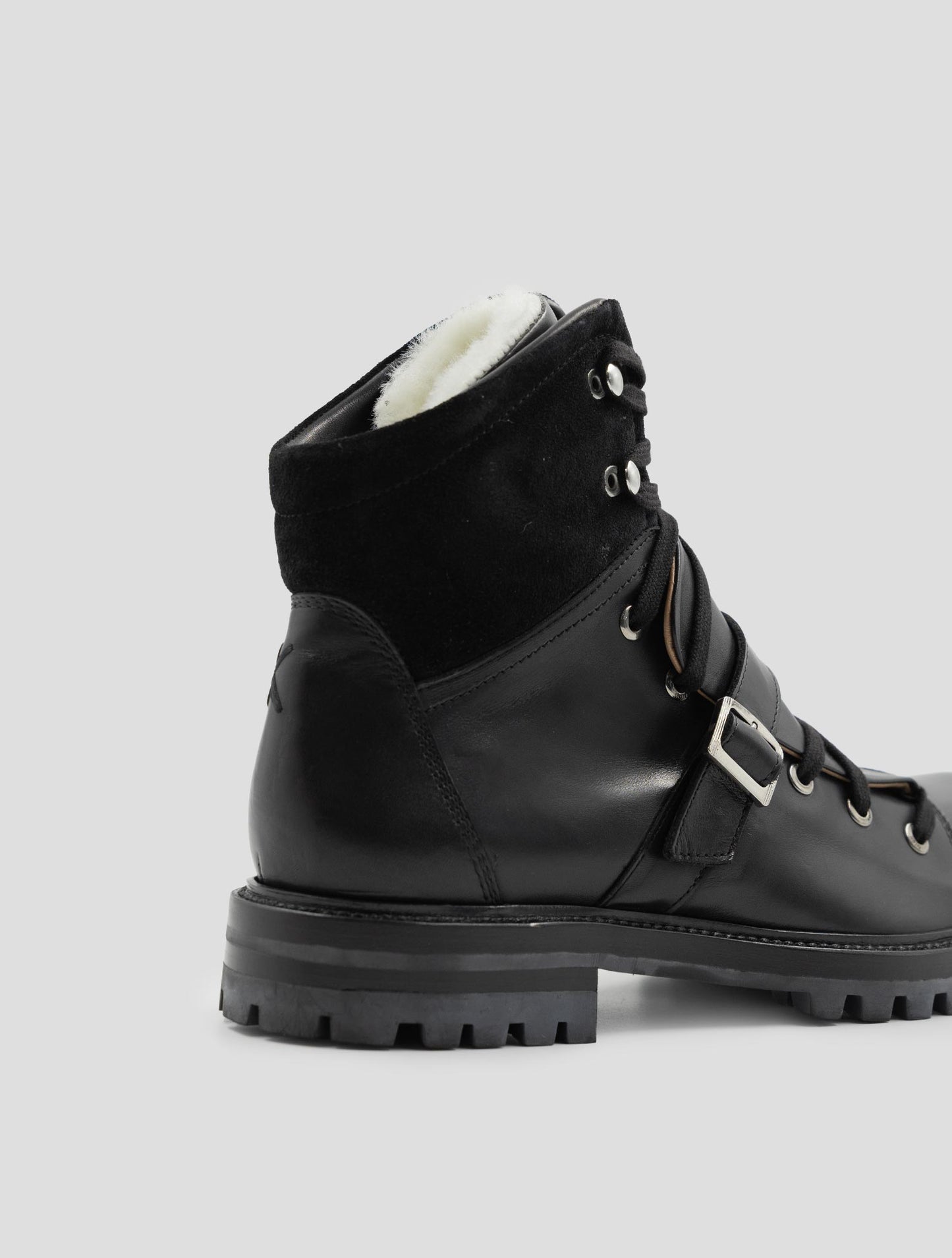 Kiton Black Leather Leather Suede With Fur Boots