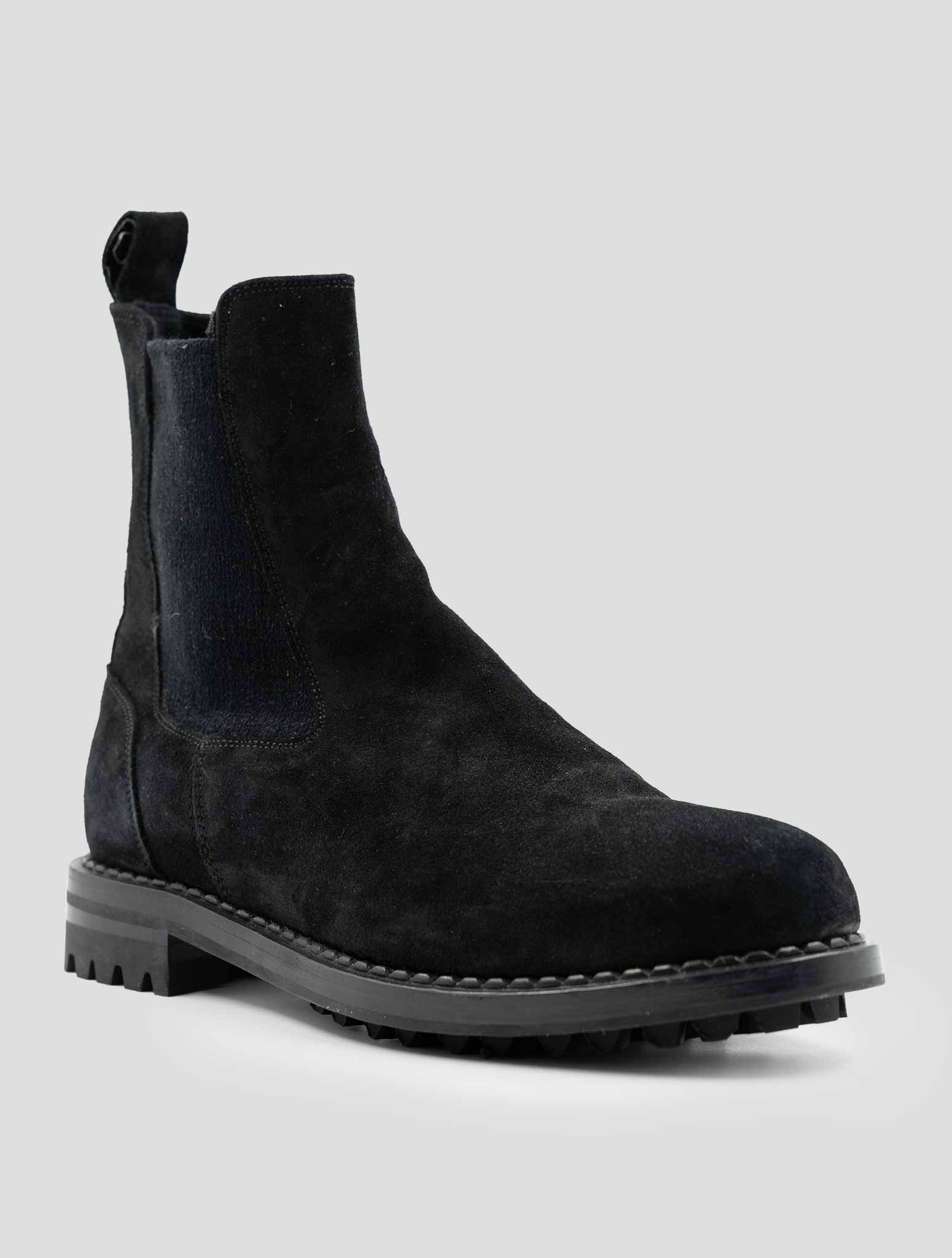 Kiton Black Leather Suede With Fur Boots