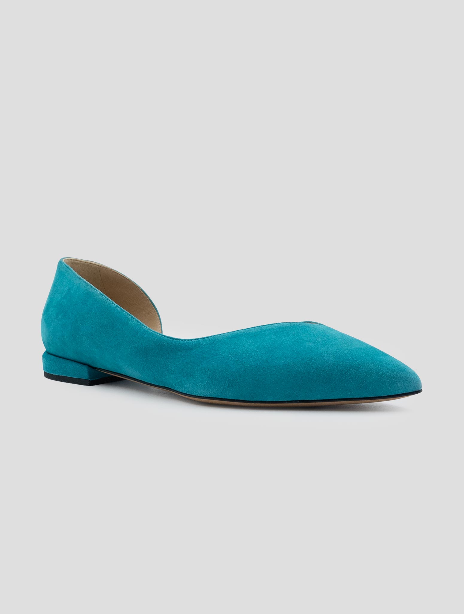 Kiton Light Blue Leather Suede Ballerina