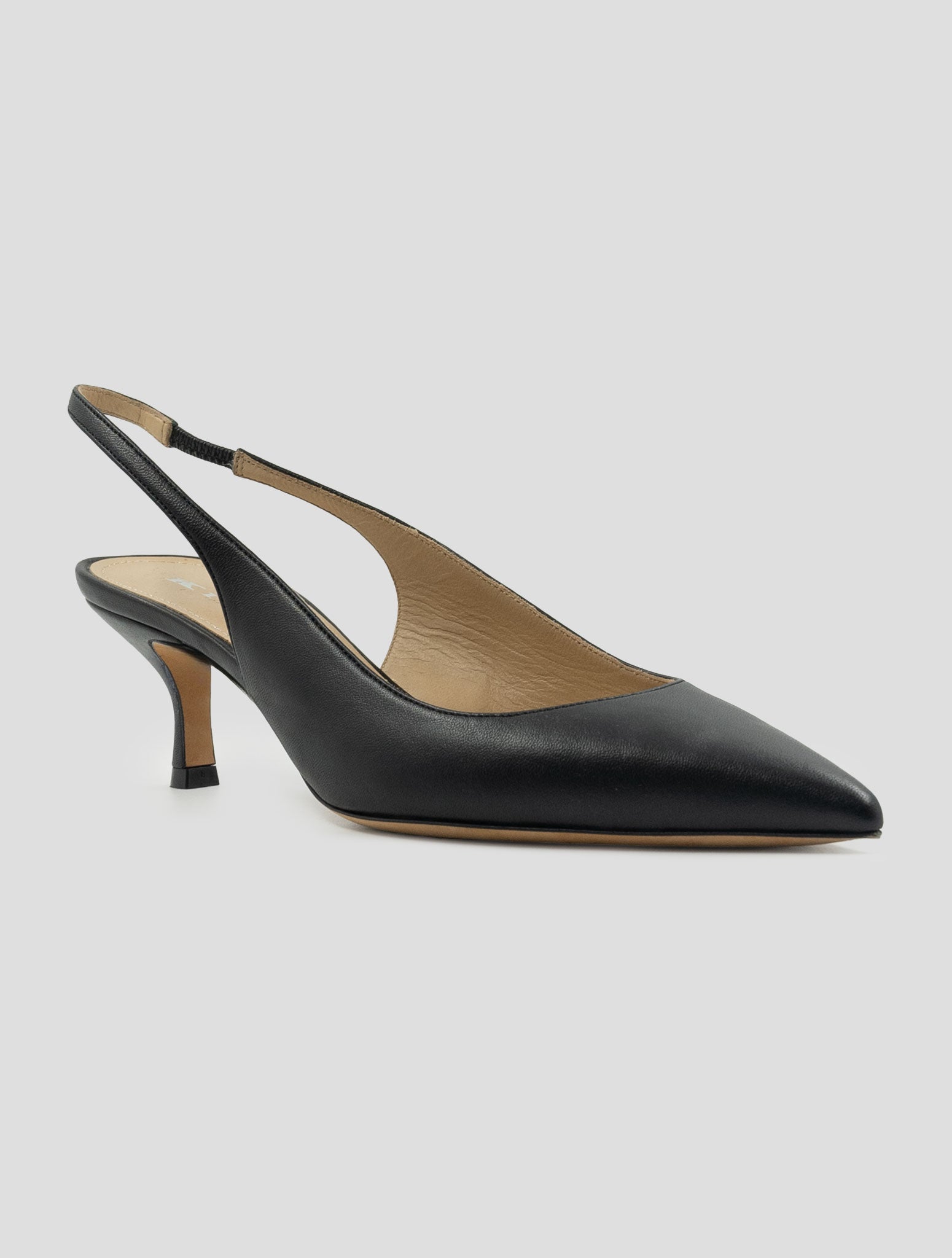 Kiton Black Leather Slingbacks