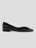 Kiton Black Leather Suede Leather Ballerina