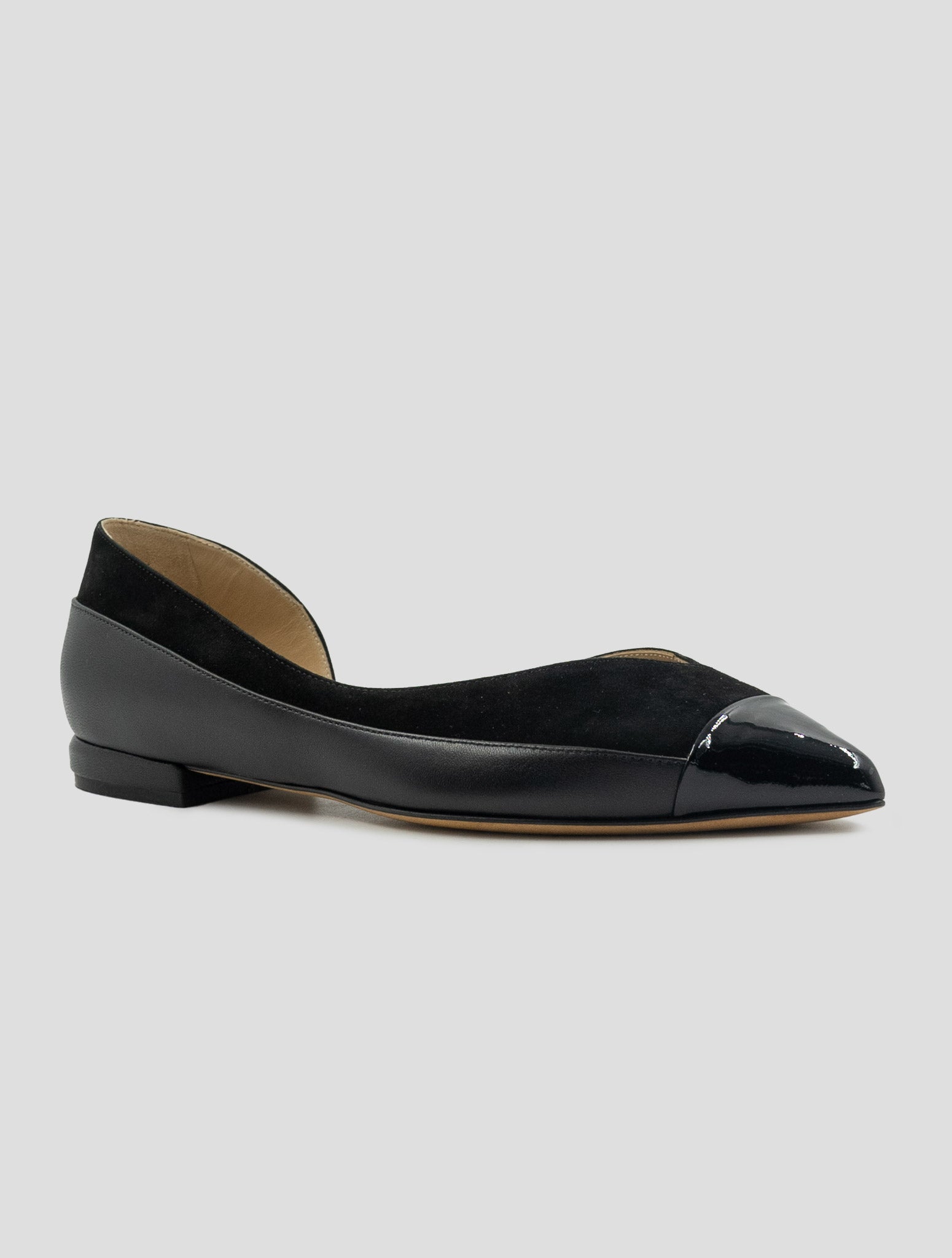 Kiton Black Leather Suede Leather Ballerina