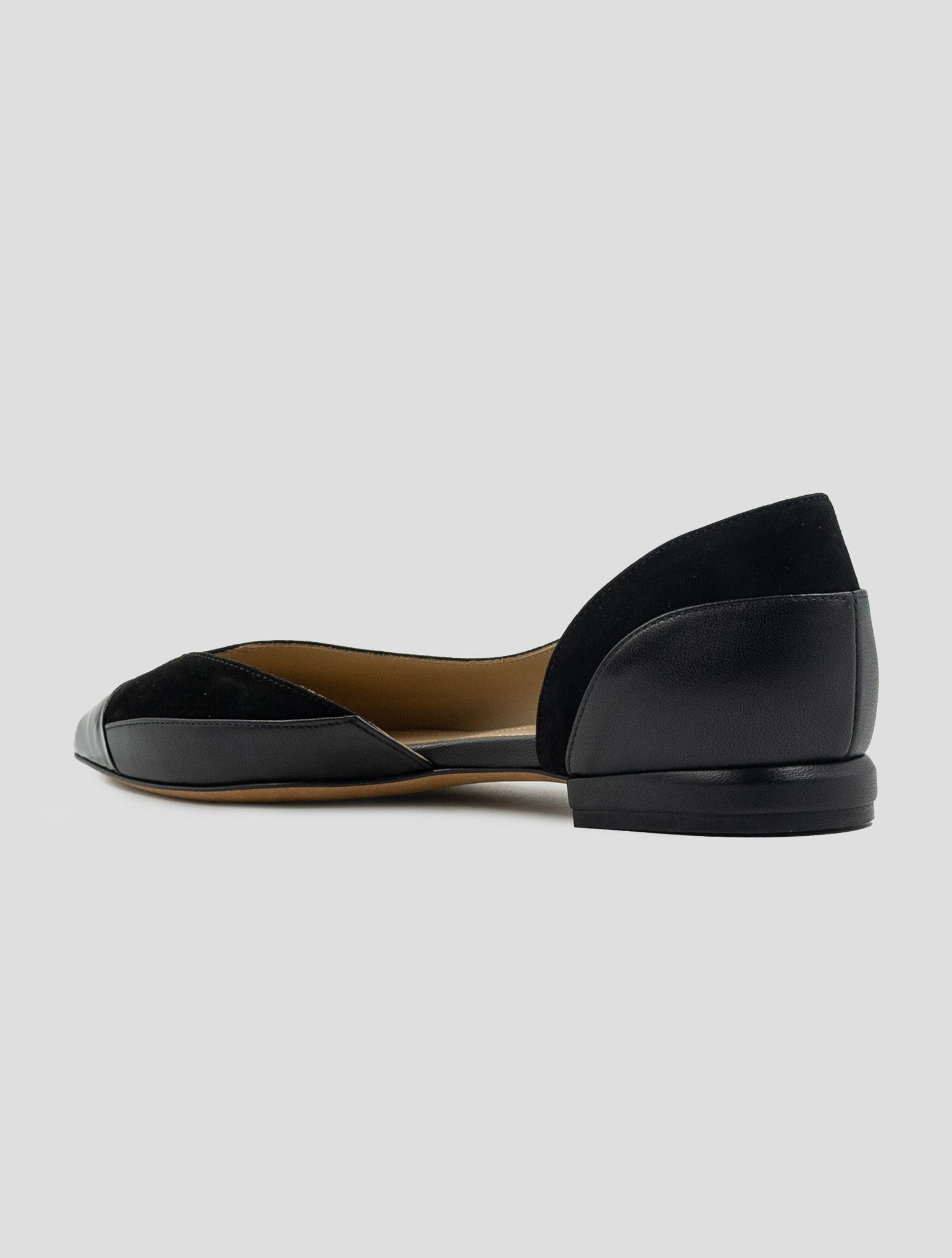 Kiton Black Leather Suede Leather Ballerina
