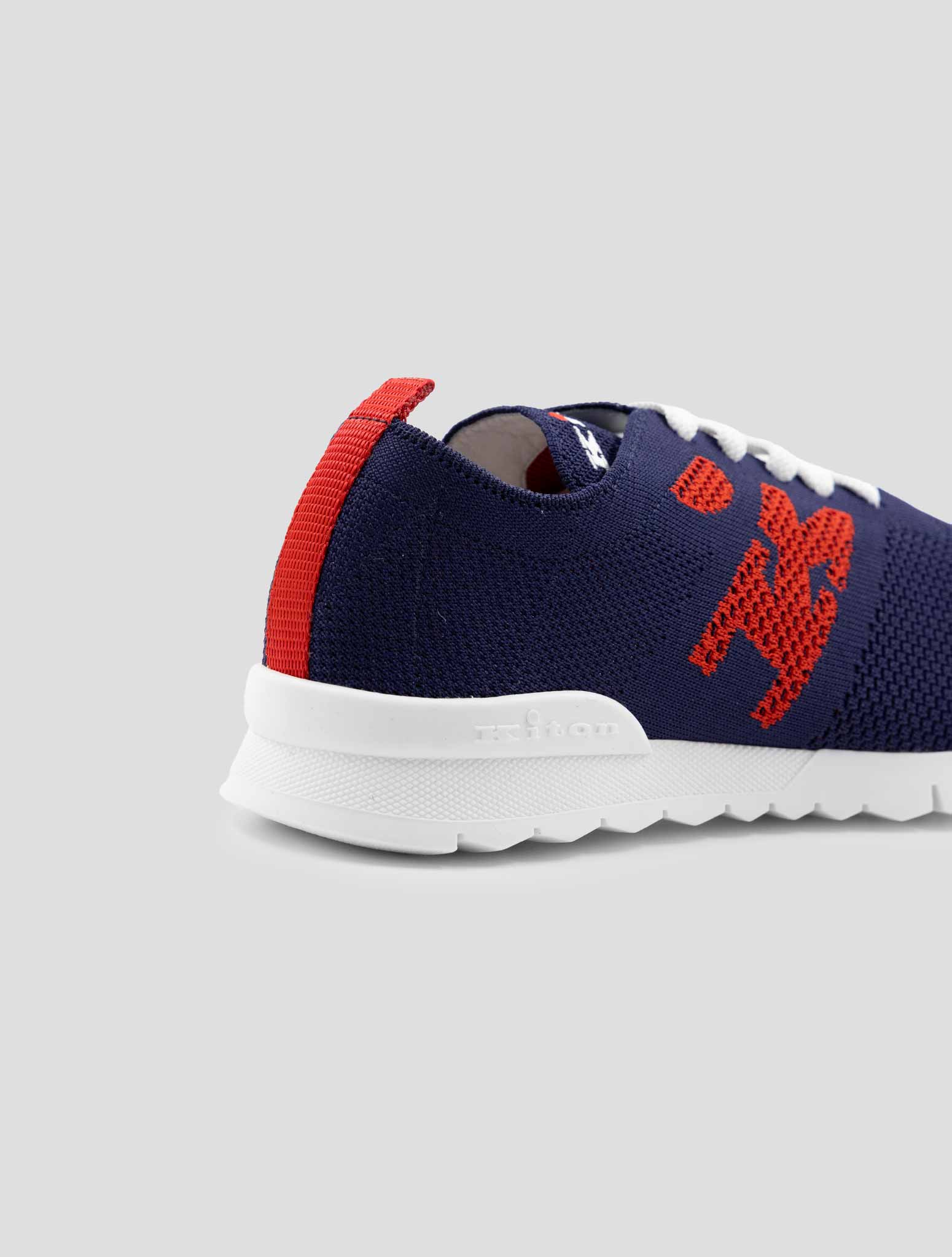 Kiton Blue Red Cotton Ea Sneakers