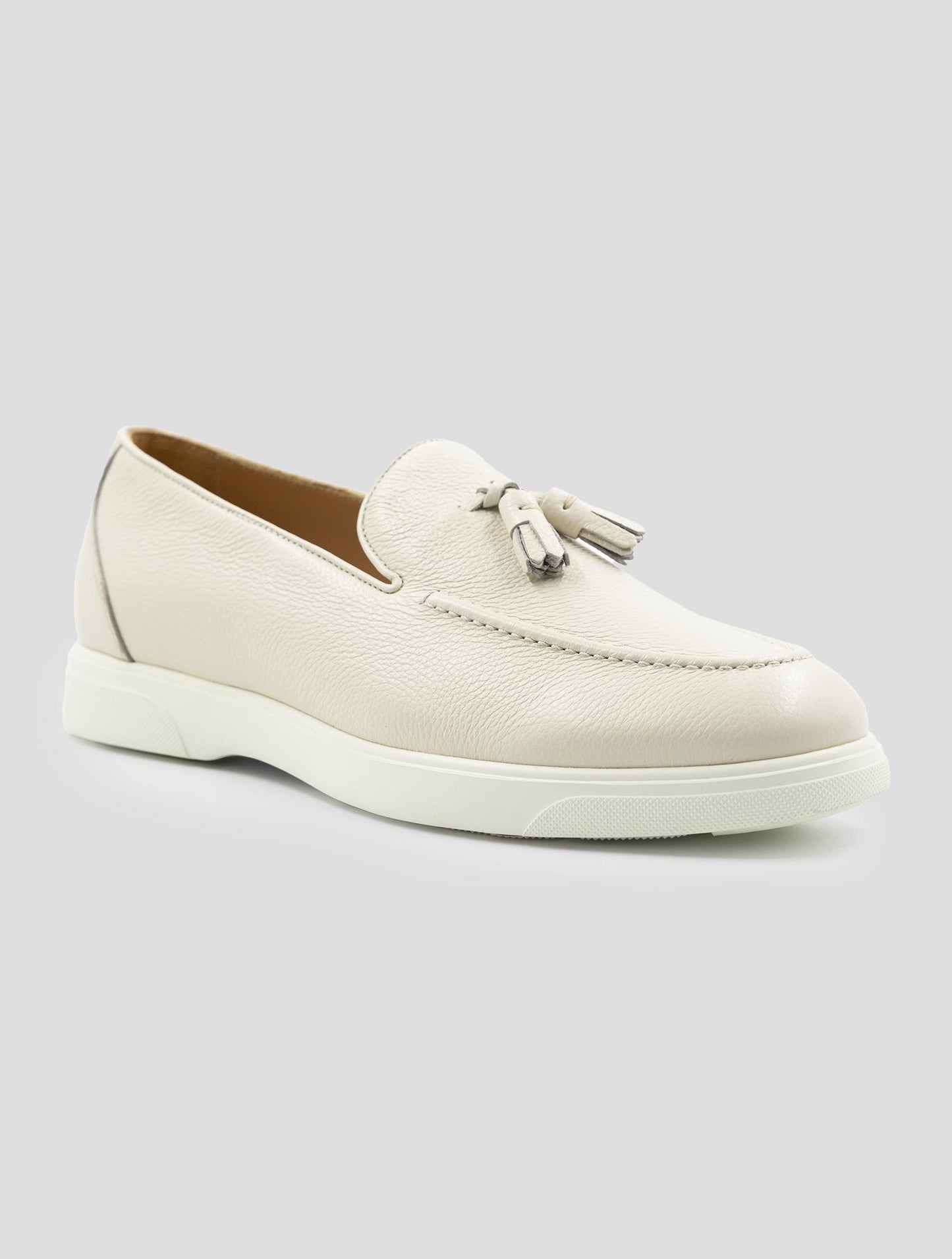 Kiton White Leather Loafers