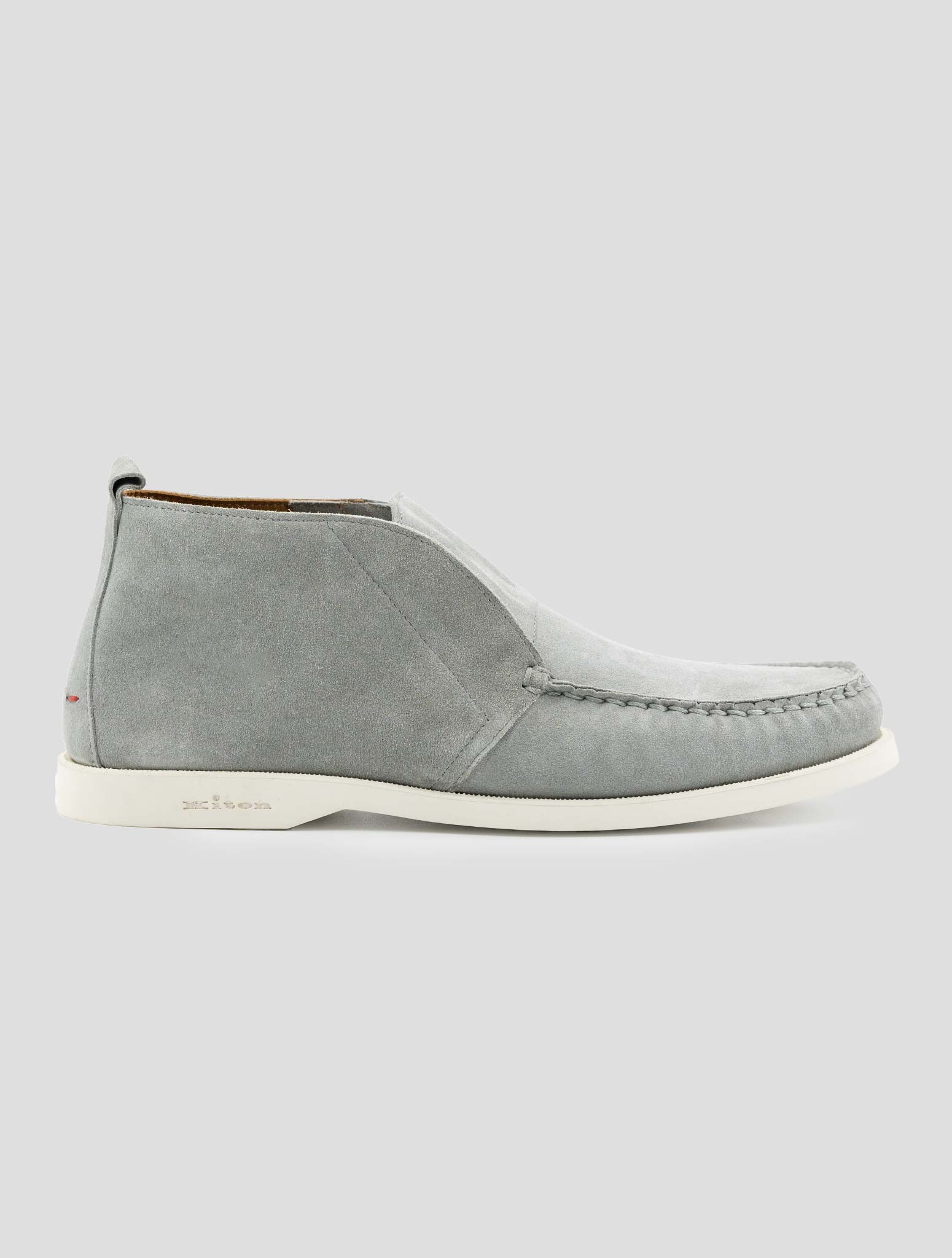 Kiton Gray Leather Suede Loafers