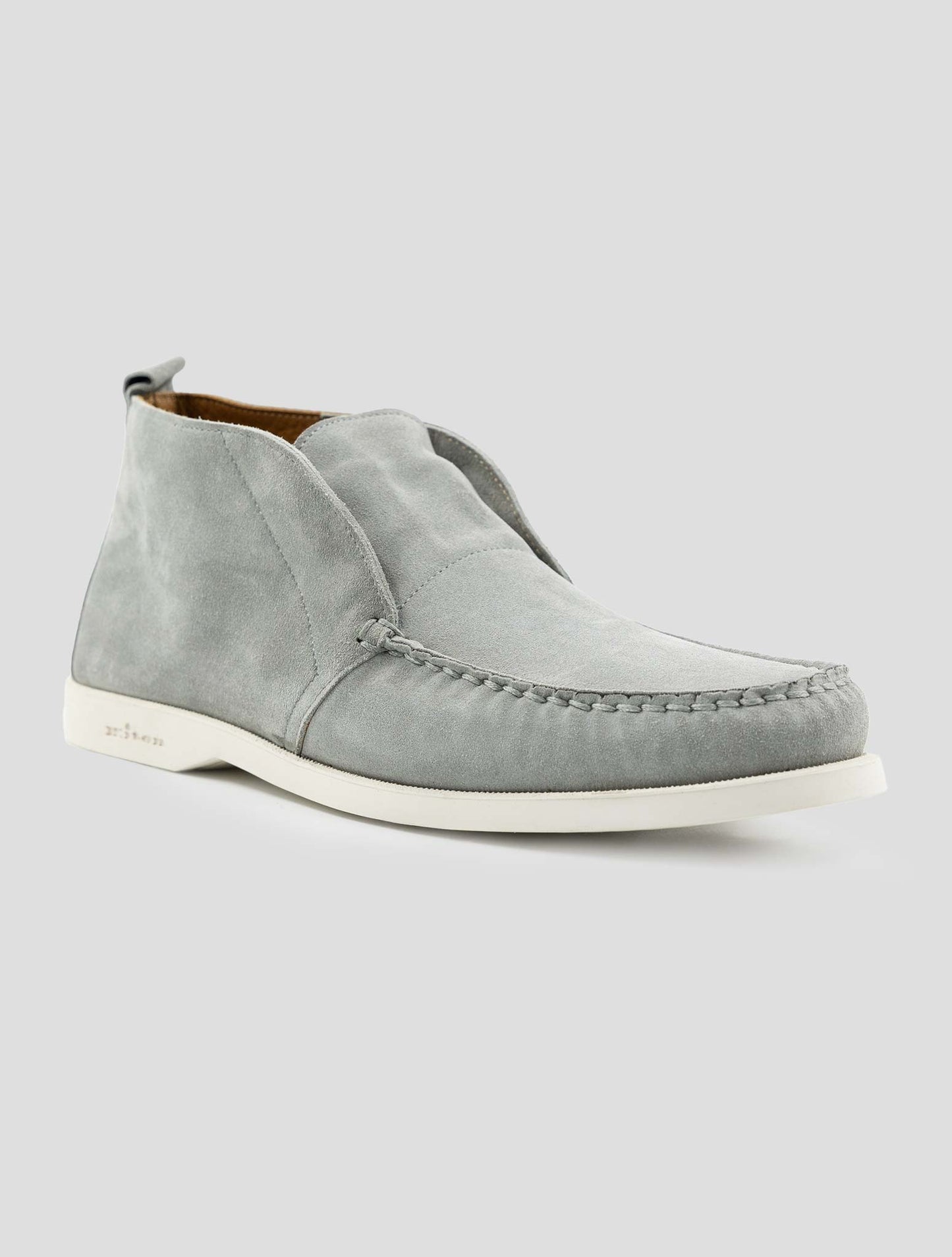 Kiton Gray Leather Suede Loafers