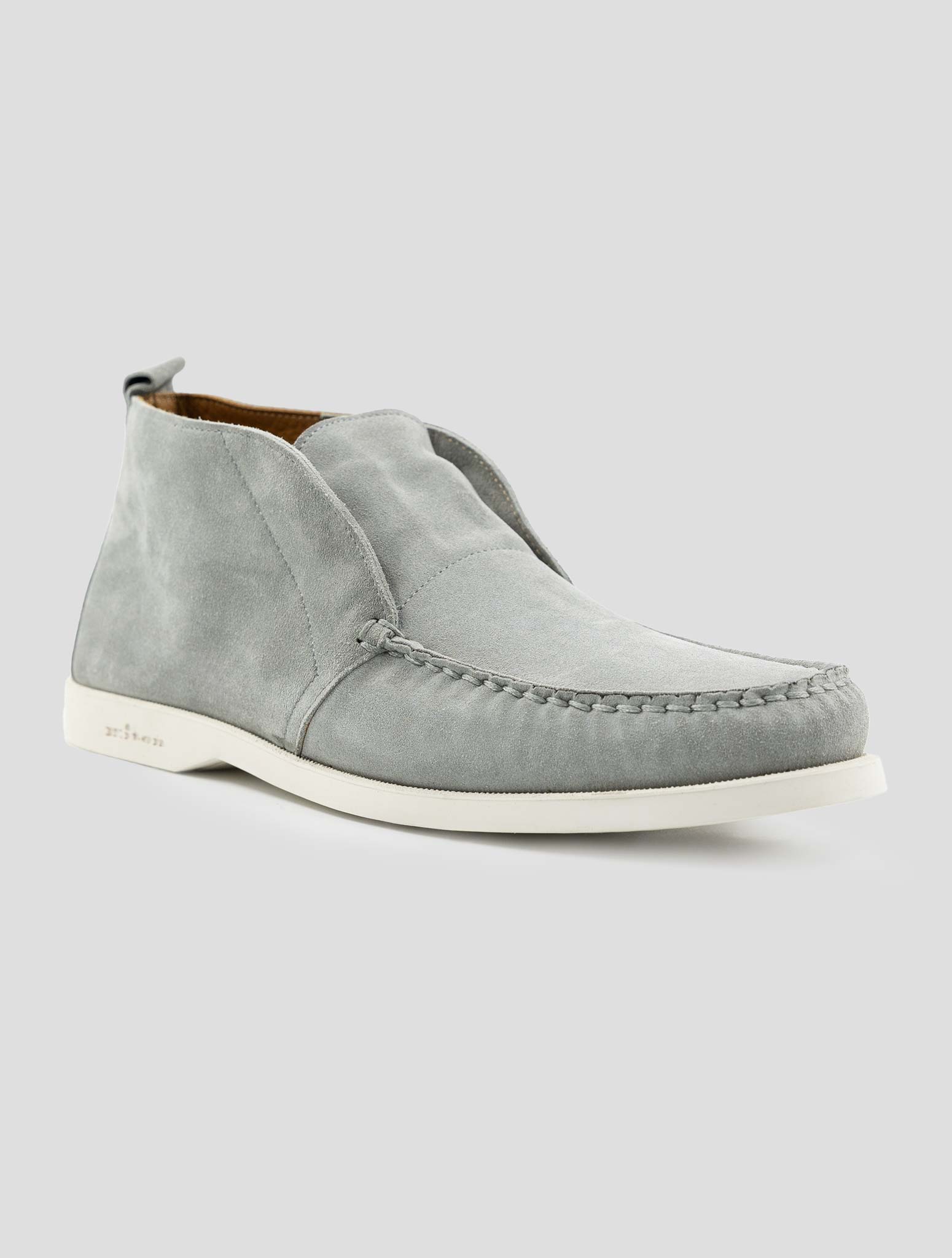 Kiton Gray Leather Suede Loafers