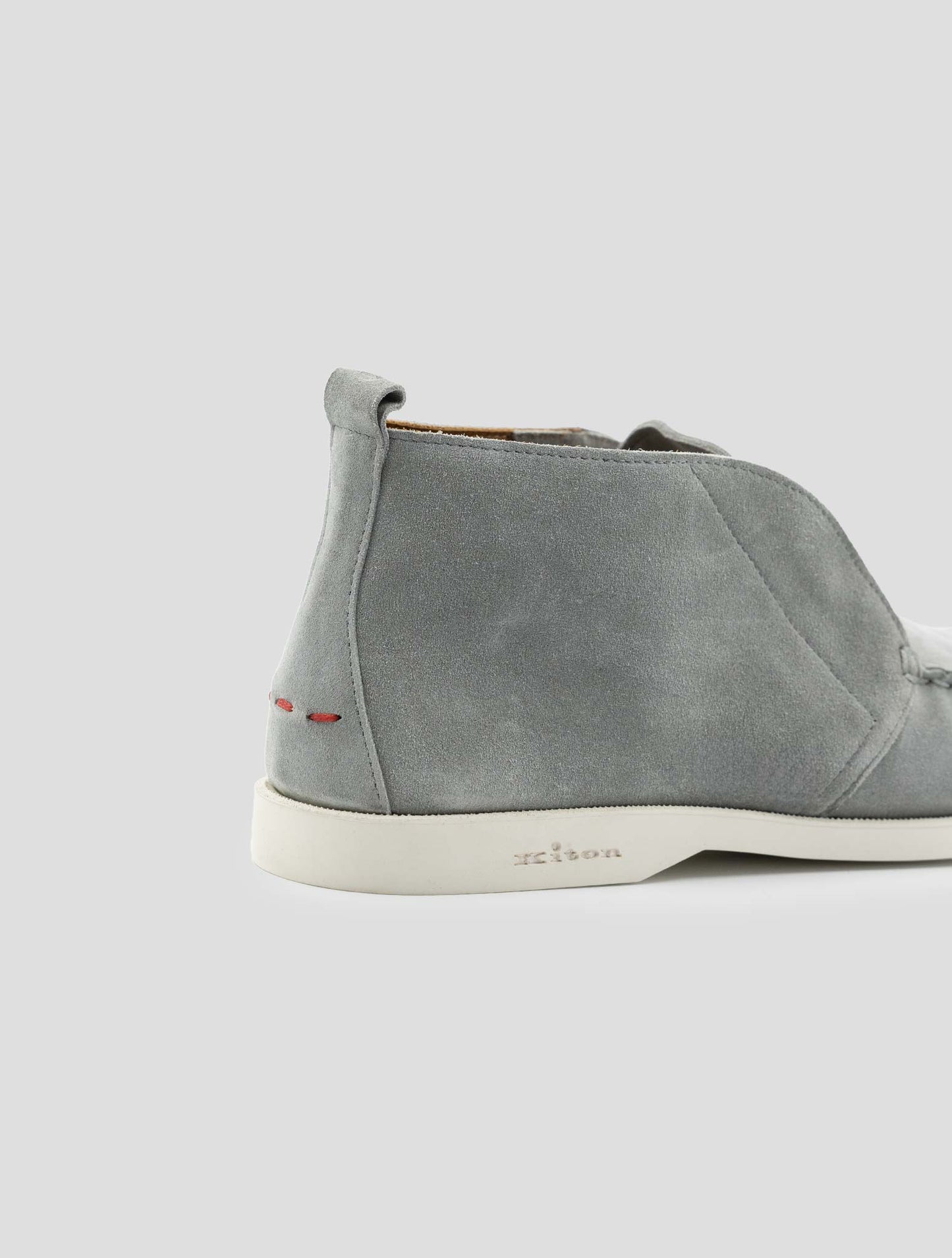 Kiton Gray Leather Suede Loafers