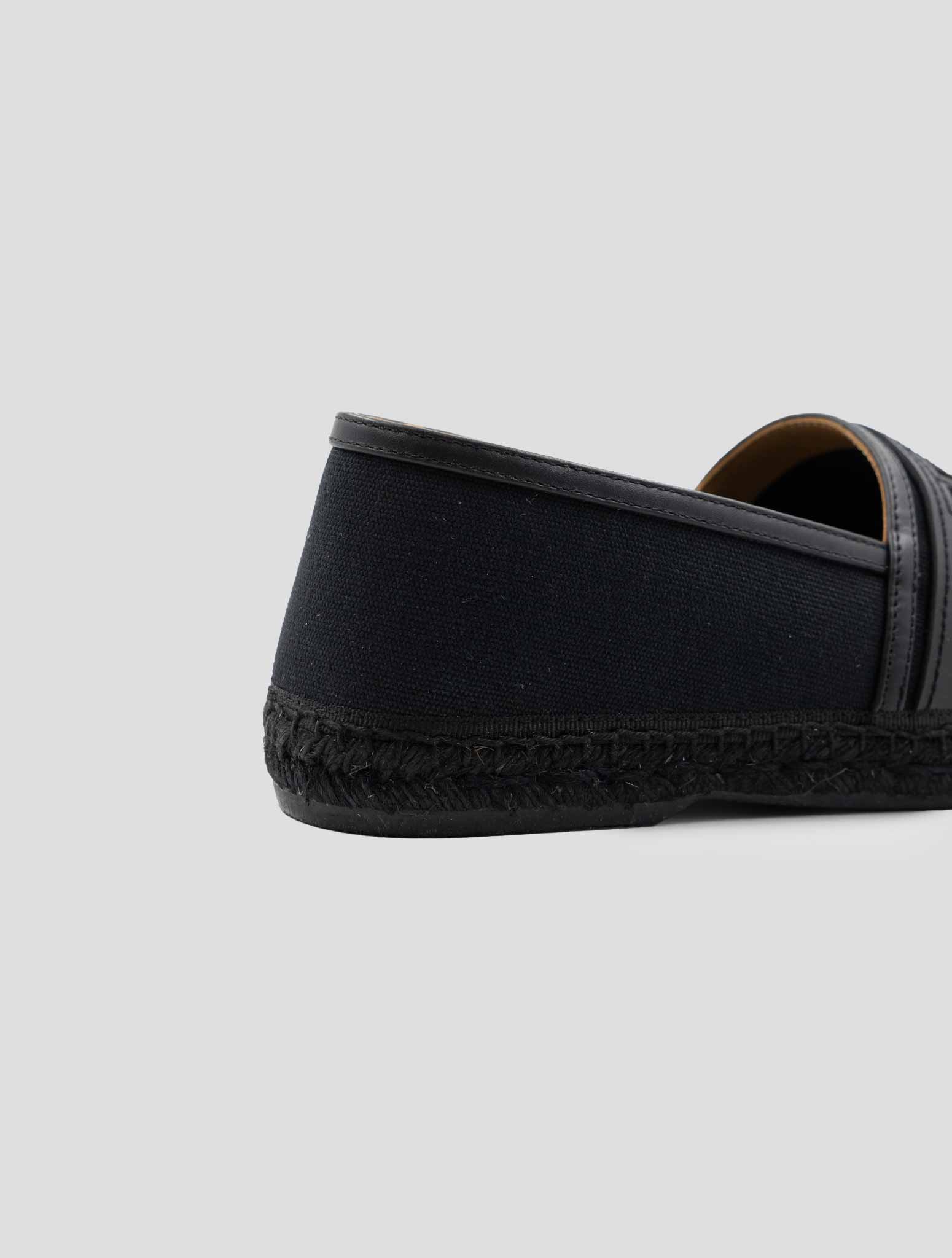 Kiton Knt Black Cotton Leather Espadrillas