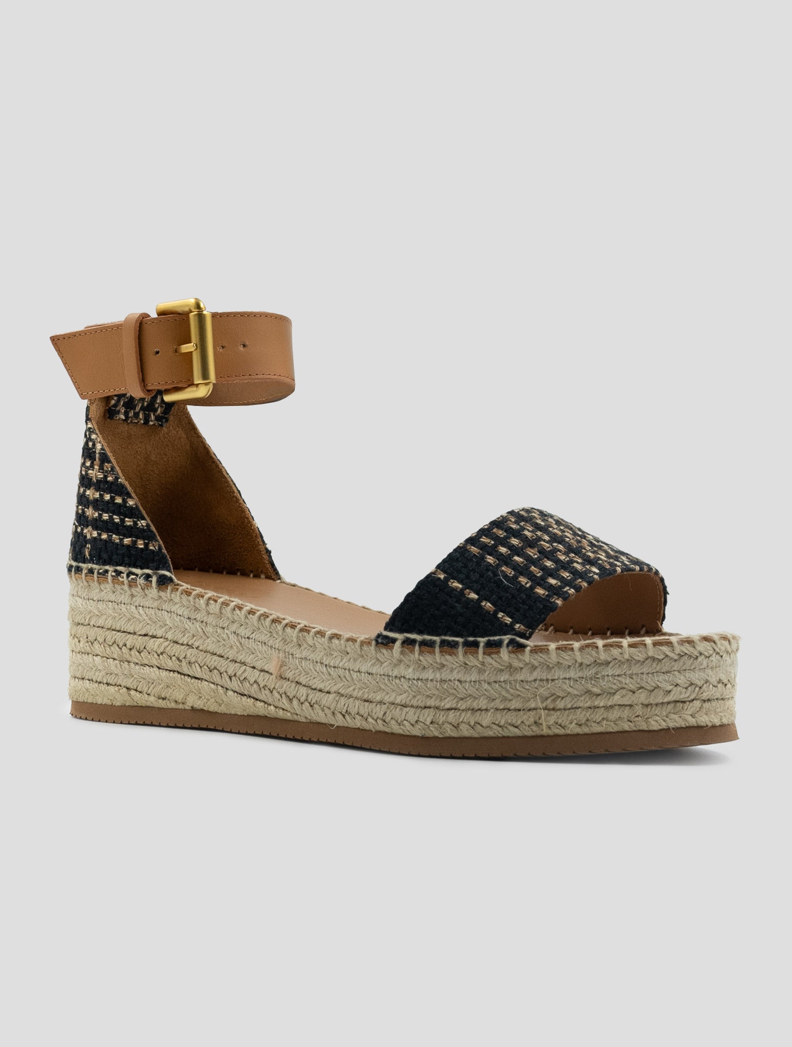 Kiton Black Beige Linen Viscose Sandals
