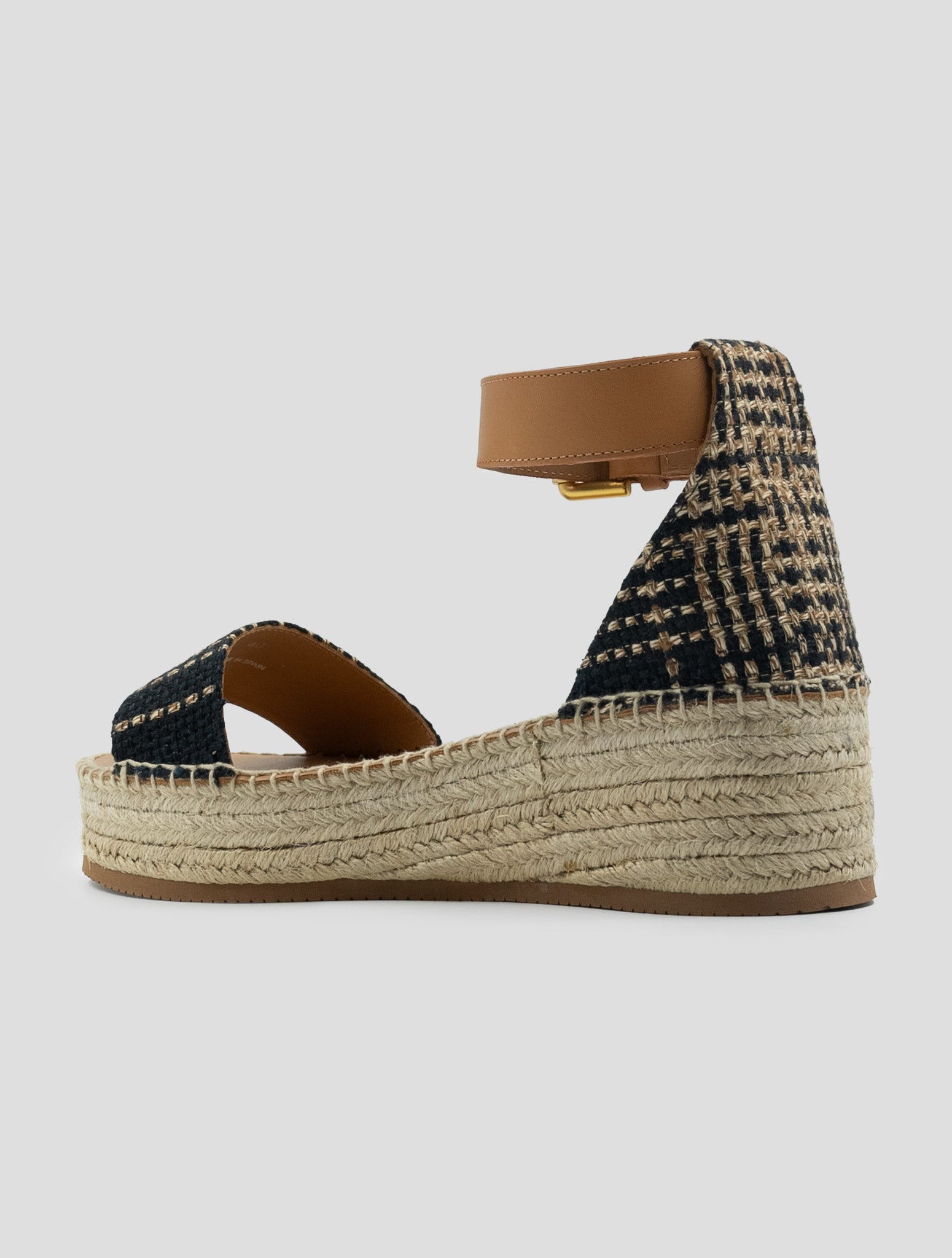 Kiton Black Beige Linen Viscose Sandals