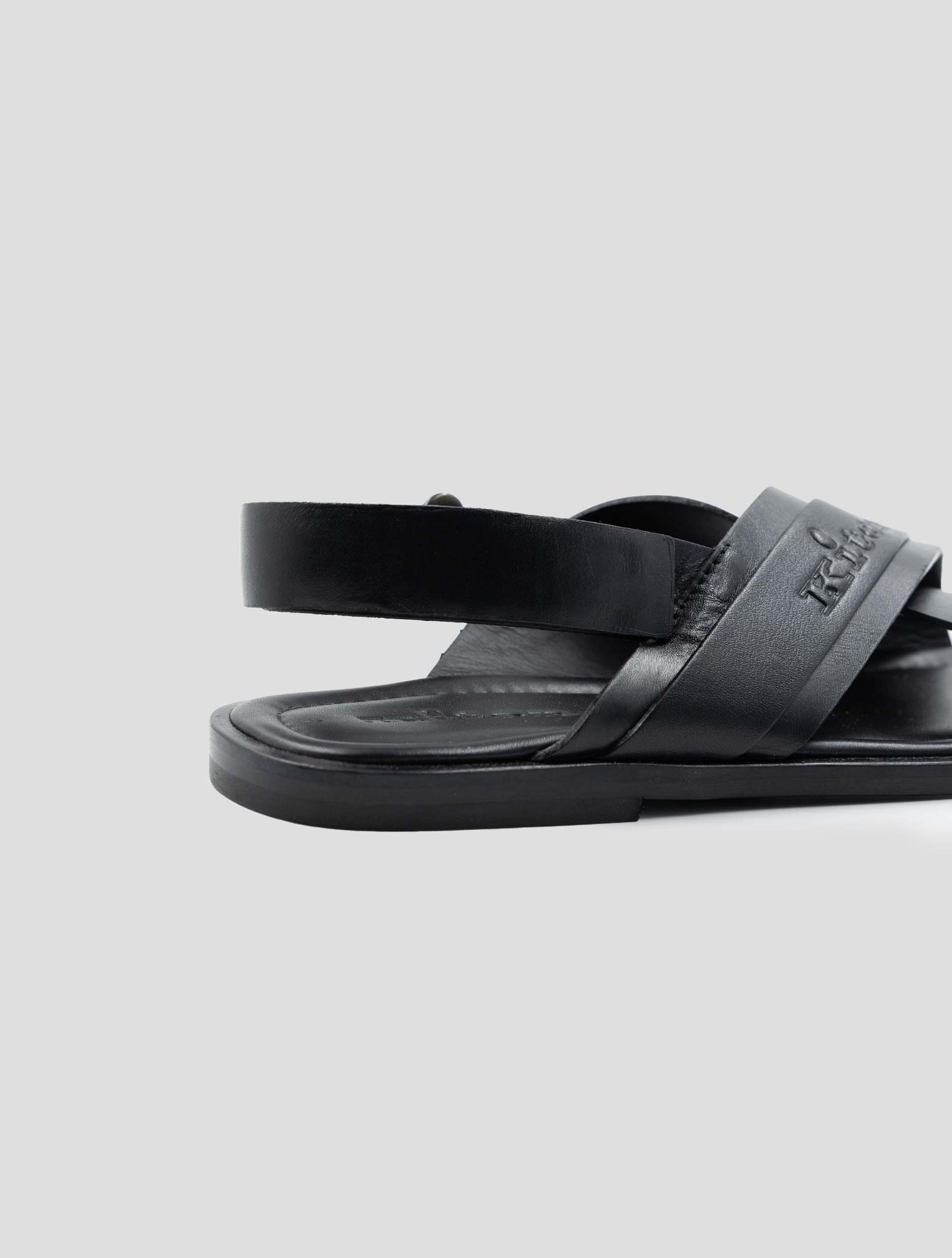 Kiton Black Leather Sandals