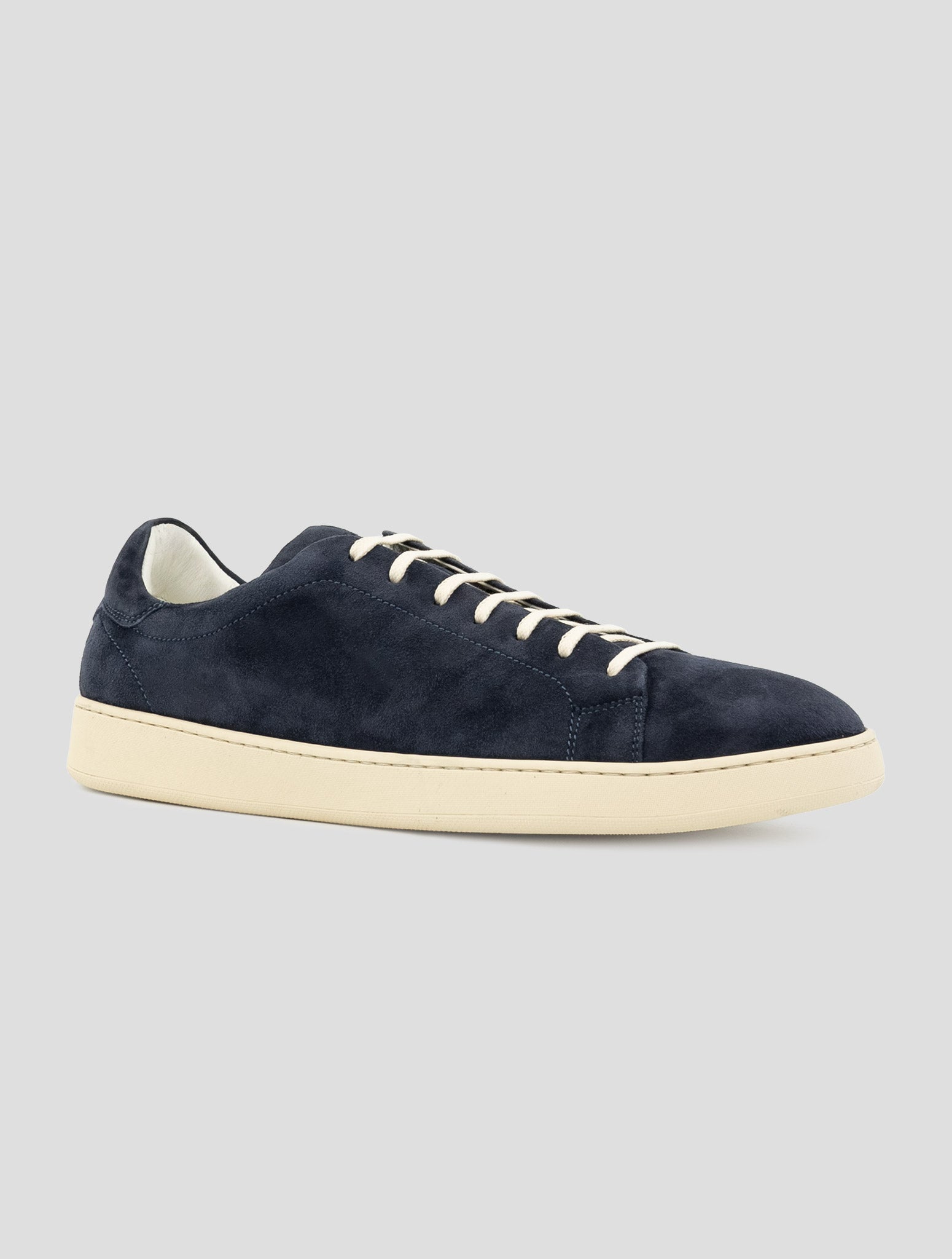 Kiton Blue Leather Suede Sneakers