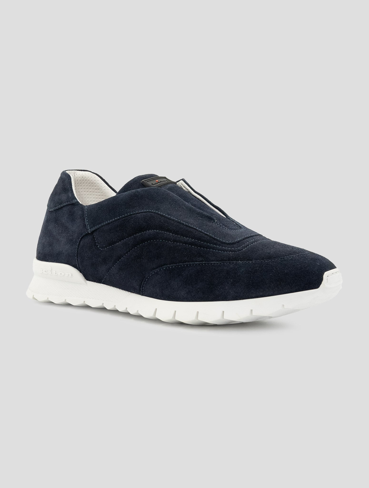 Kiton Blue Leather Suede Sneakers
