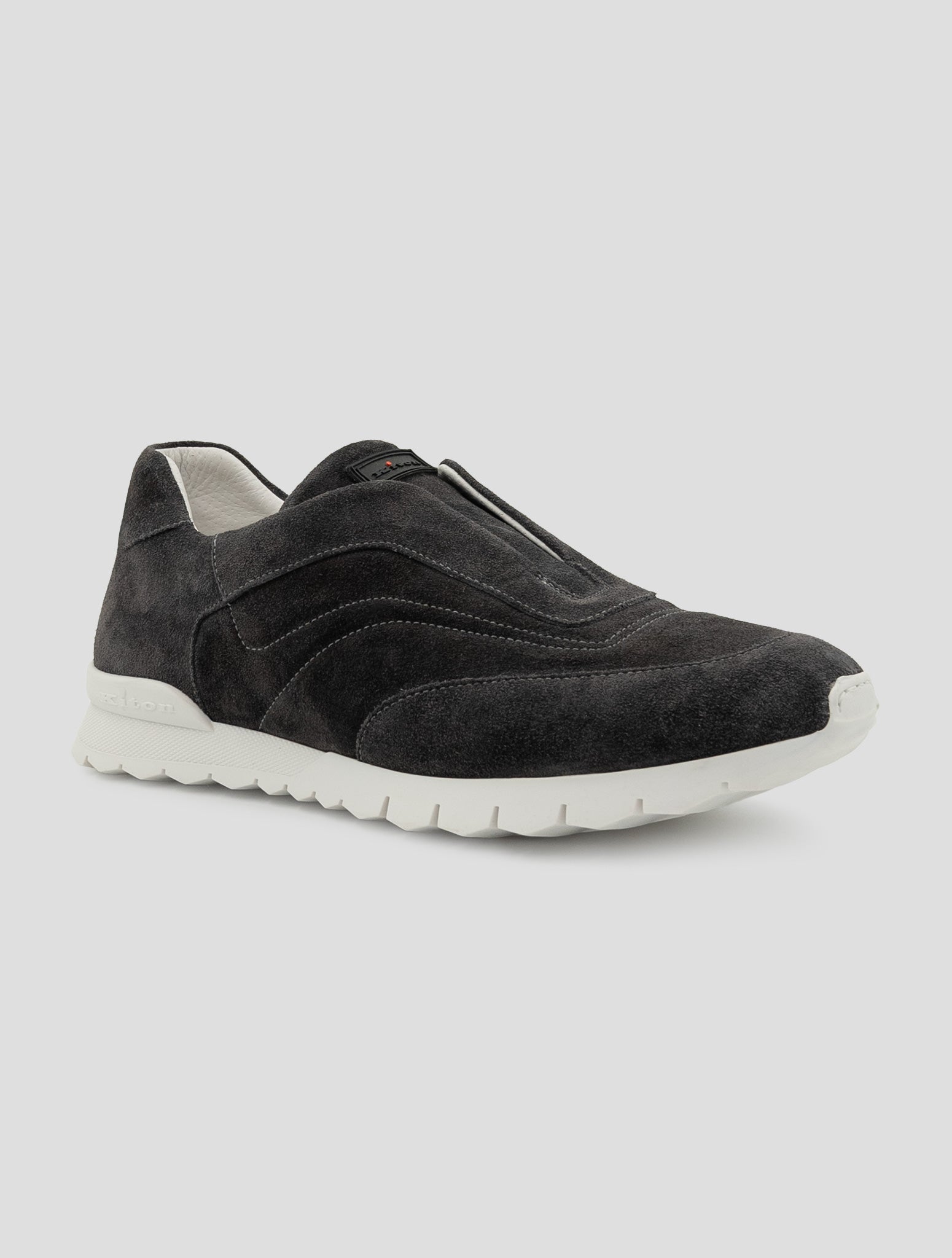 Kiton Dark Gray Leather Suede Sneakers