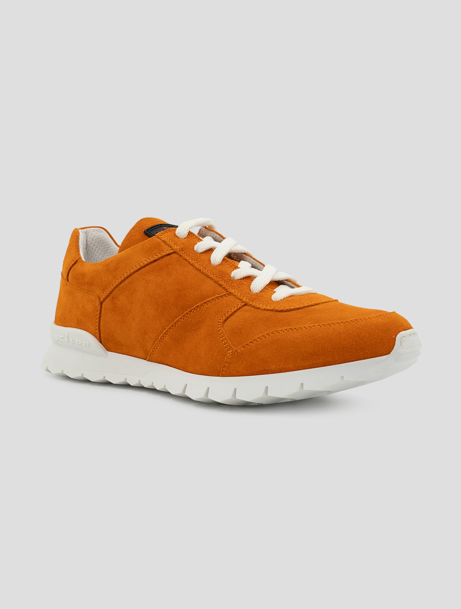 Kiton Orange Leather Suede Sneakers