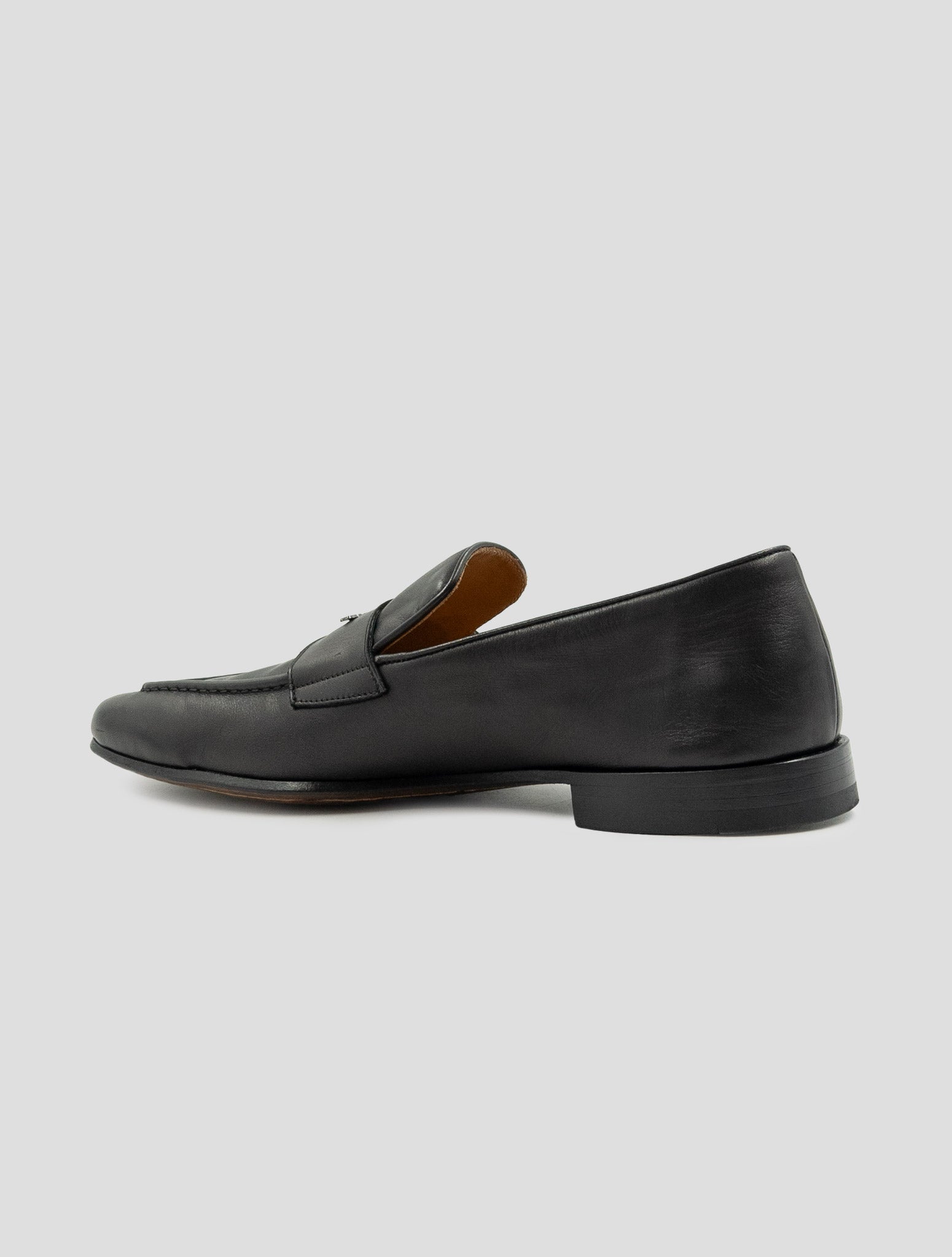 Kiton Black Leather Calf Loafers