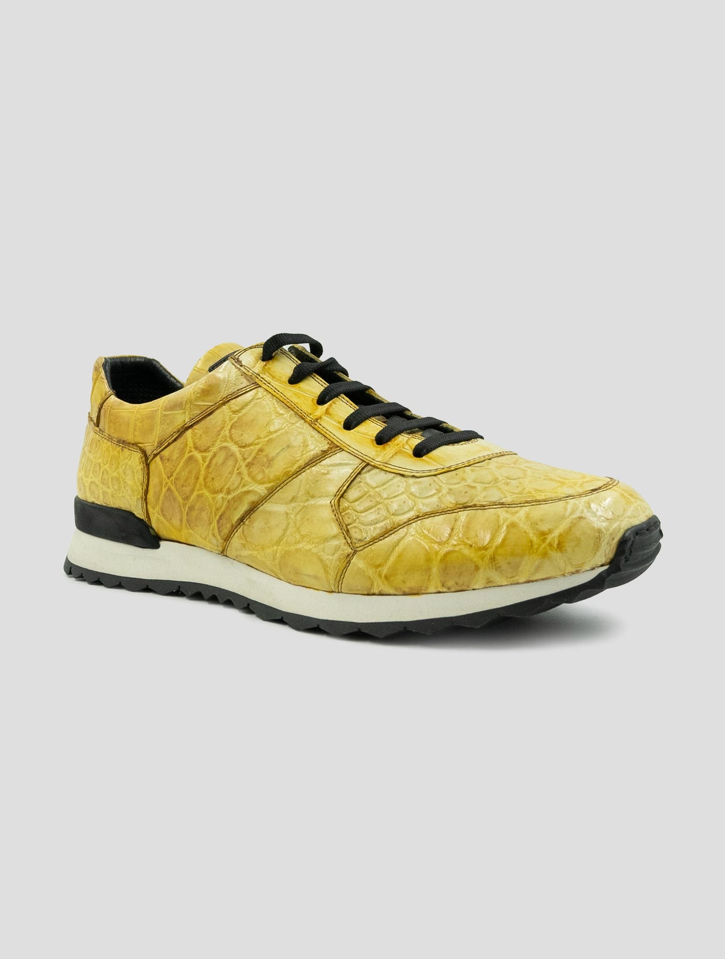 Kiton Yellow Leather Crocodile Sneakers
