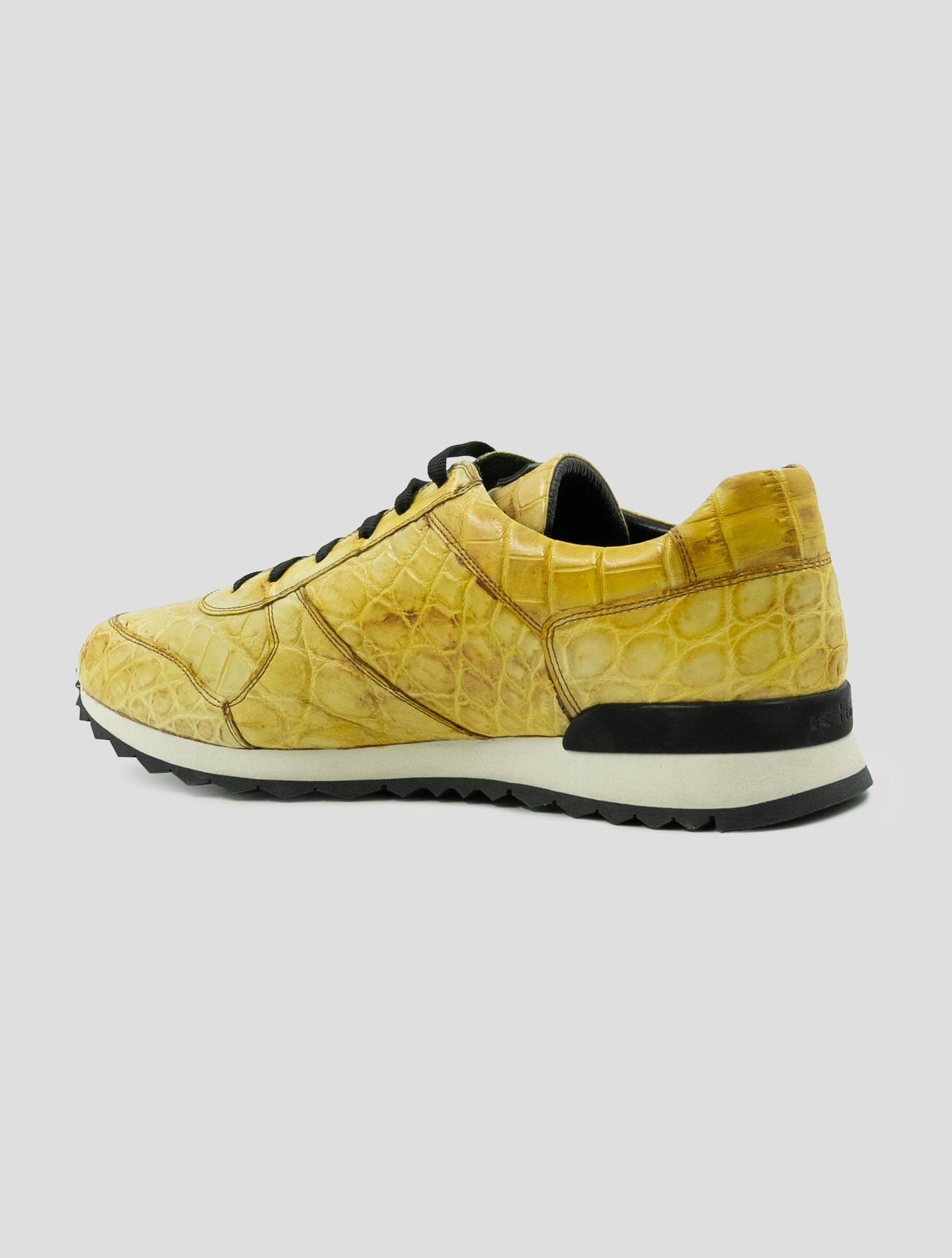 Kiton Yellow Leather Crocodile Sneakers