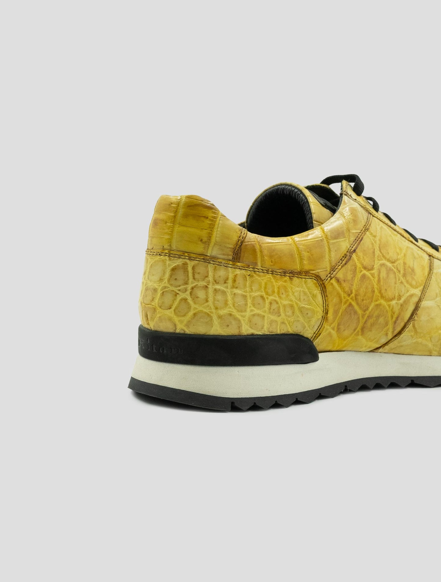 Kiton Yellow Leather Crocodile Sneakers