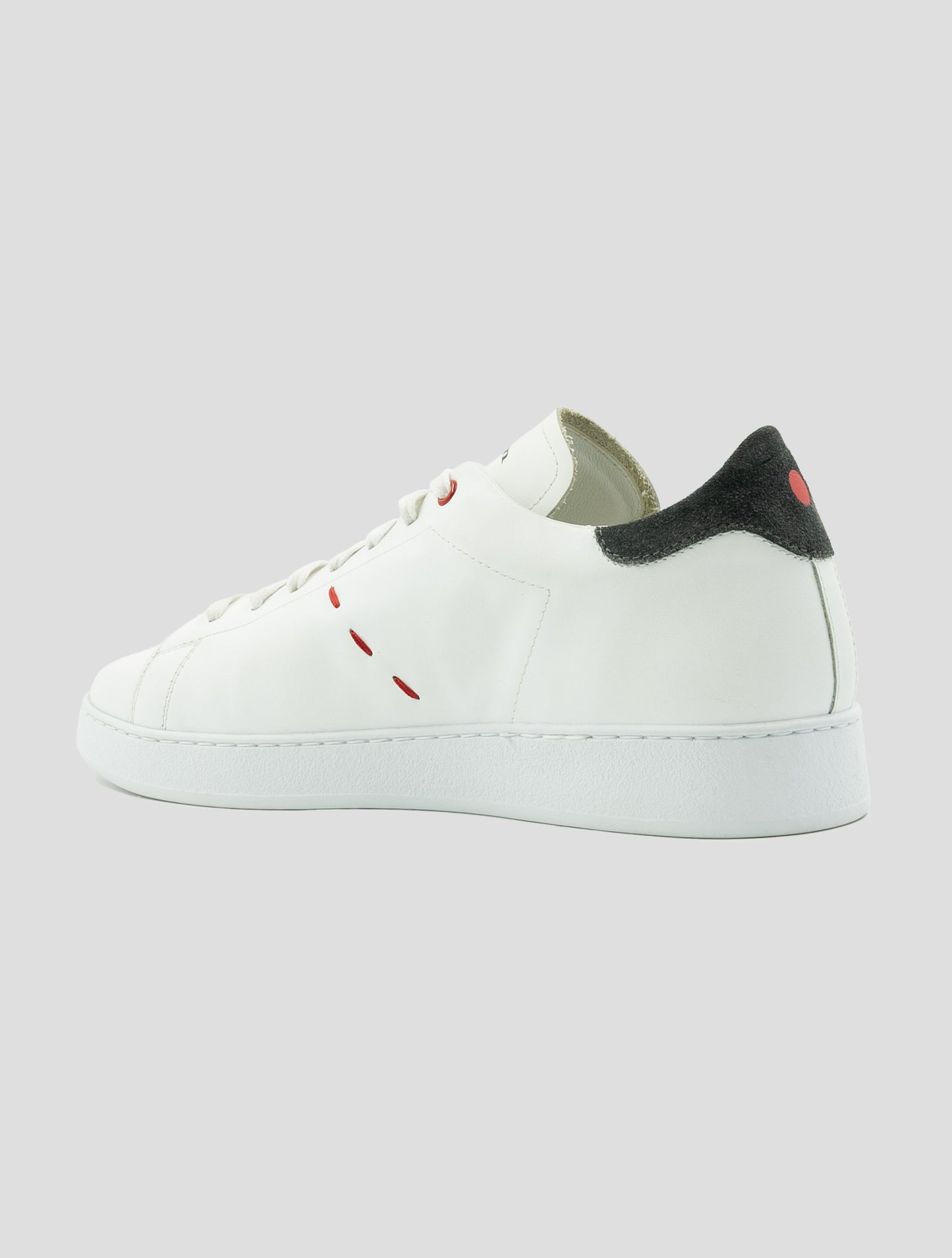 Kiton White Gray Leather Sneakers