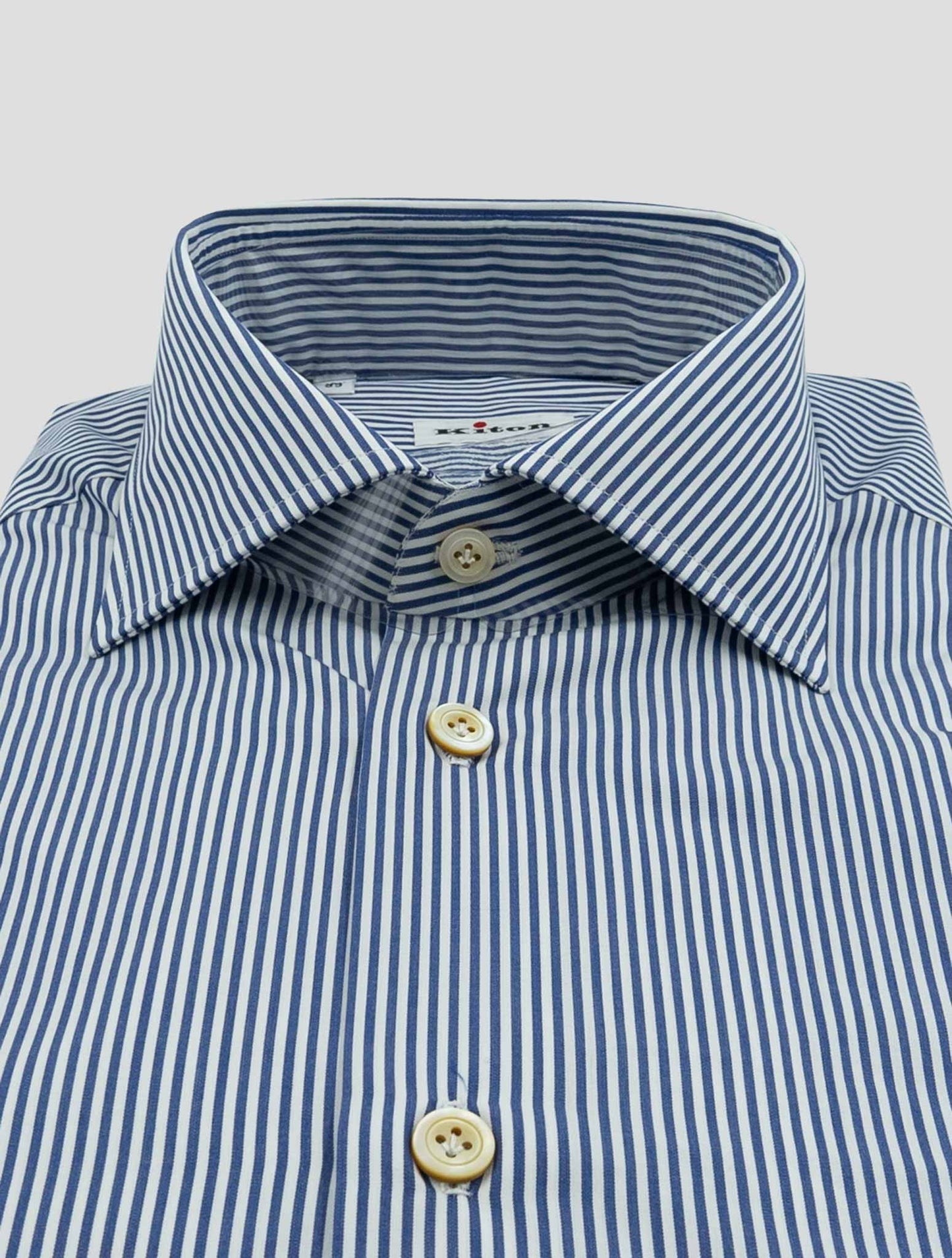 Kiton Blue White Cotton Shirt