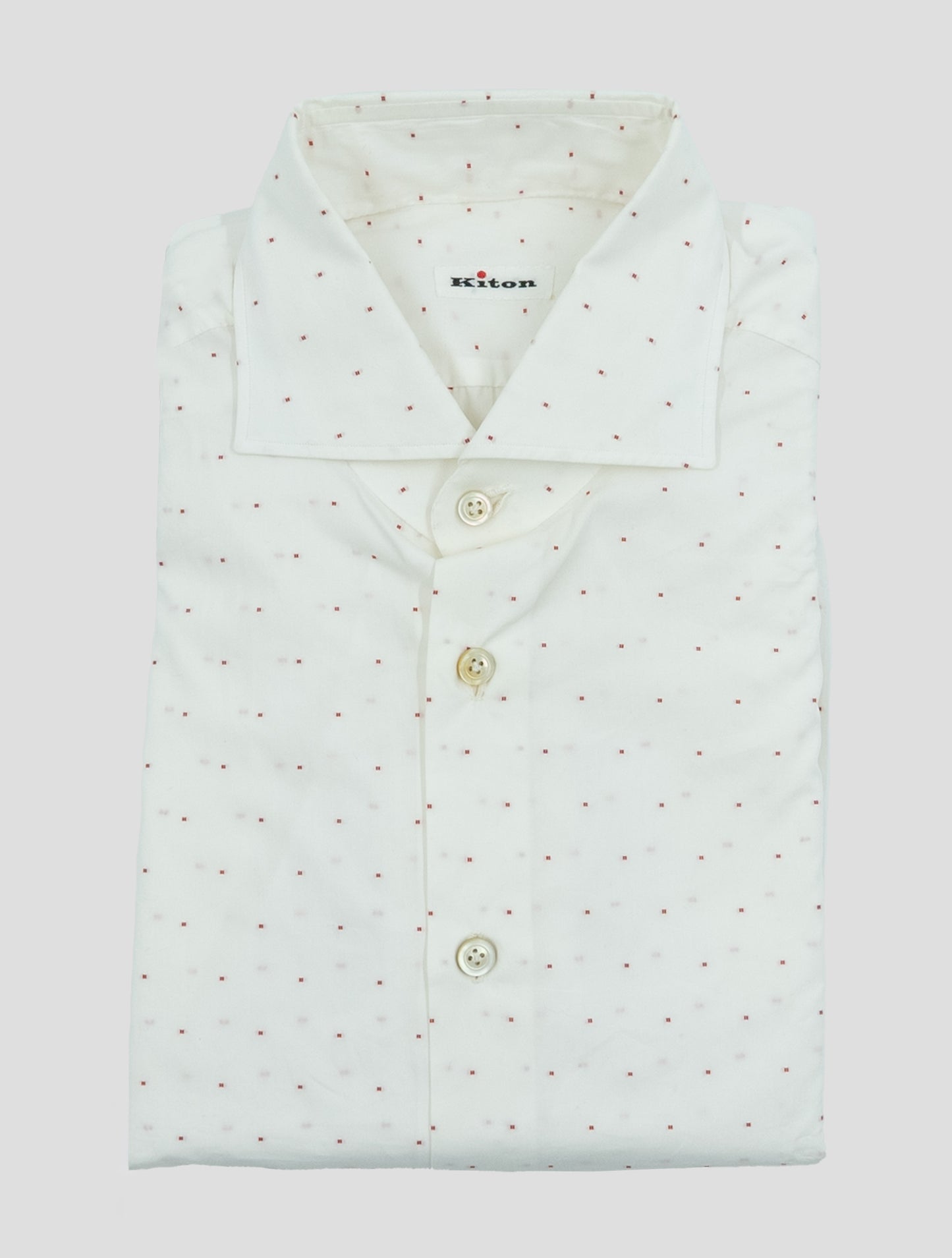 Kiton White Red Cotton Shirt