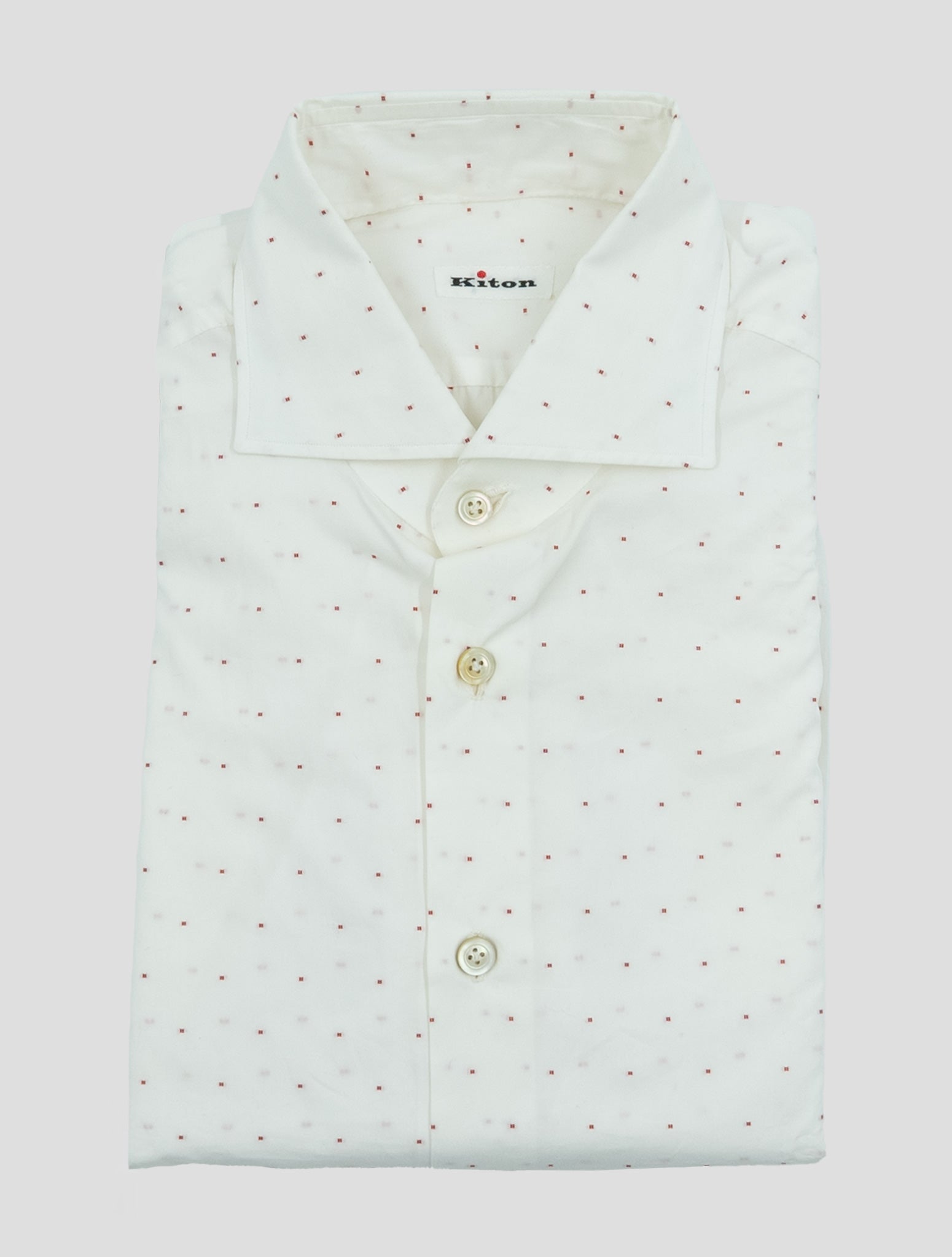 Kiton White Red Cotton Shirt