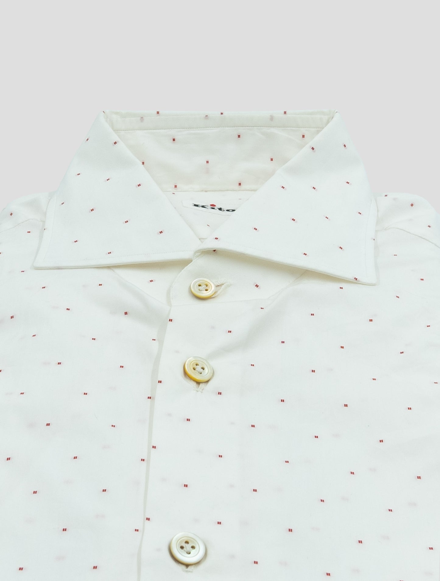 Kiton White Red Cotton Shirt
