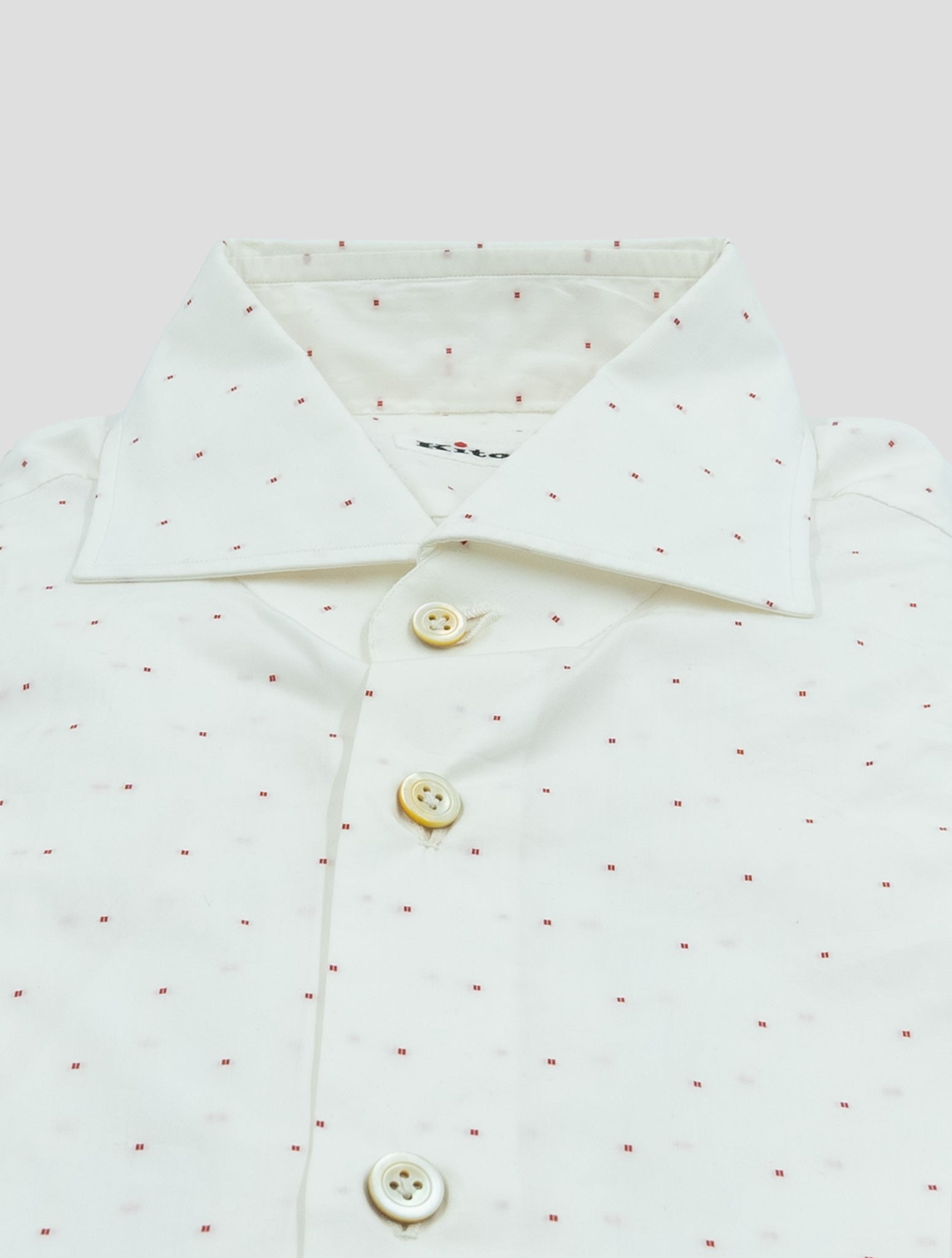 Kiton White Red Cotton Shirt