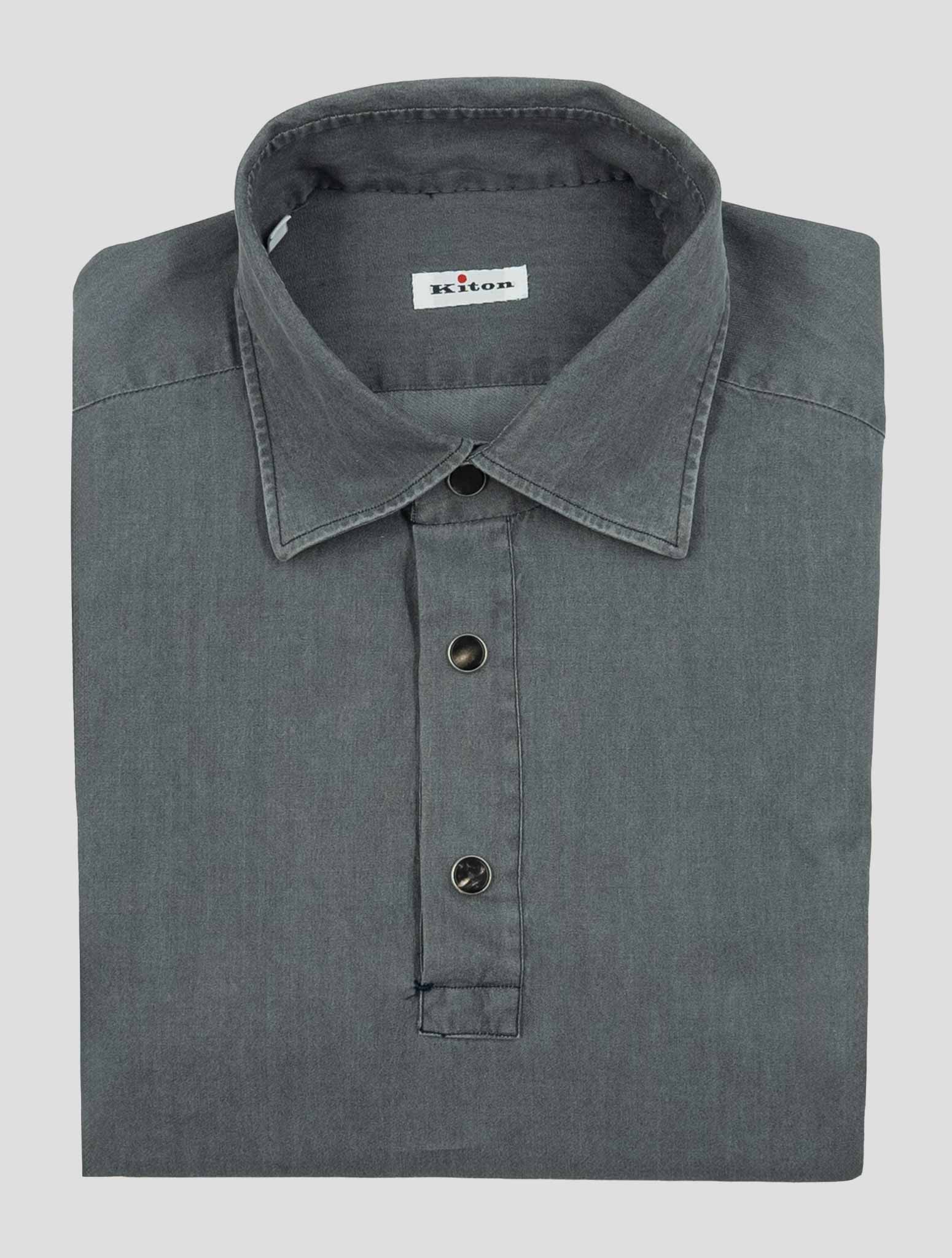 Kiton Gray Cotton Polo Shirt