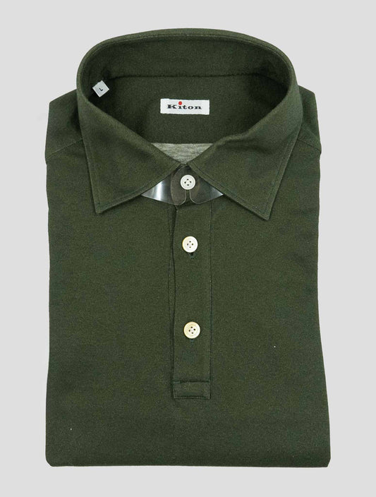 Kiton Green Cotton Cashmere Polo Shirt