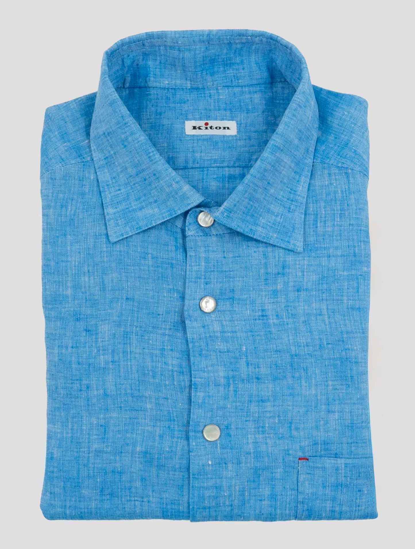 Kiton Light Blue Linen Nerano Shirt