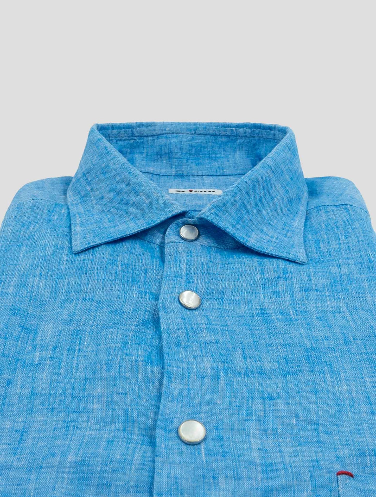 Kiton Light Blue Linen Nerano Shirt