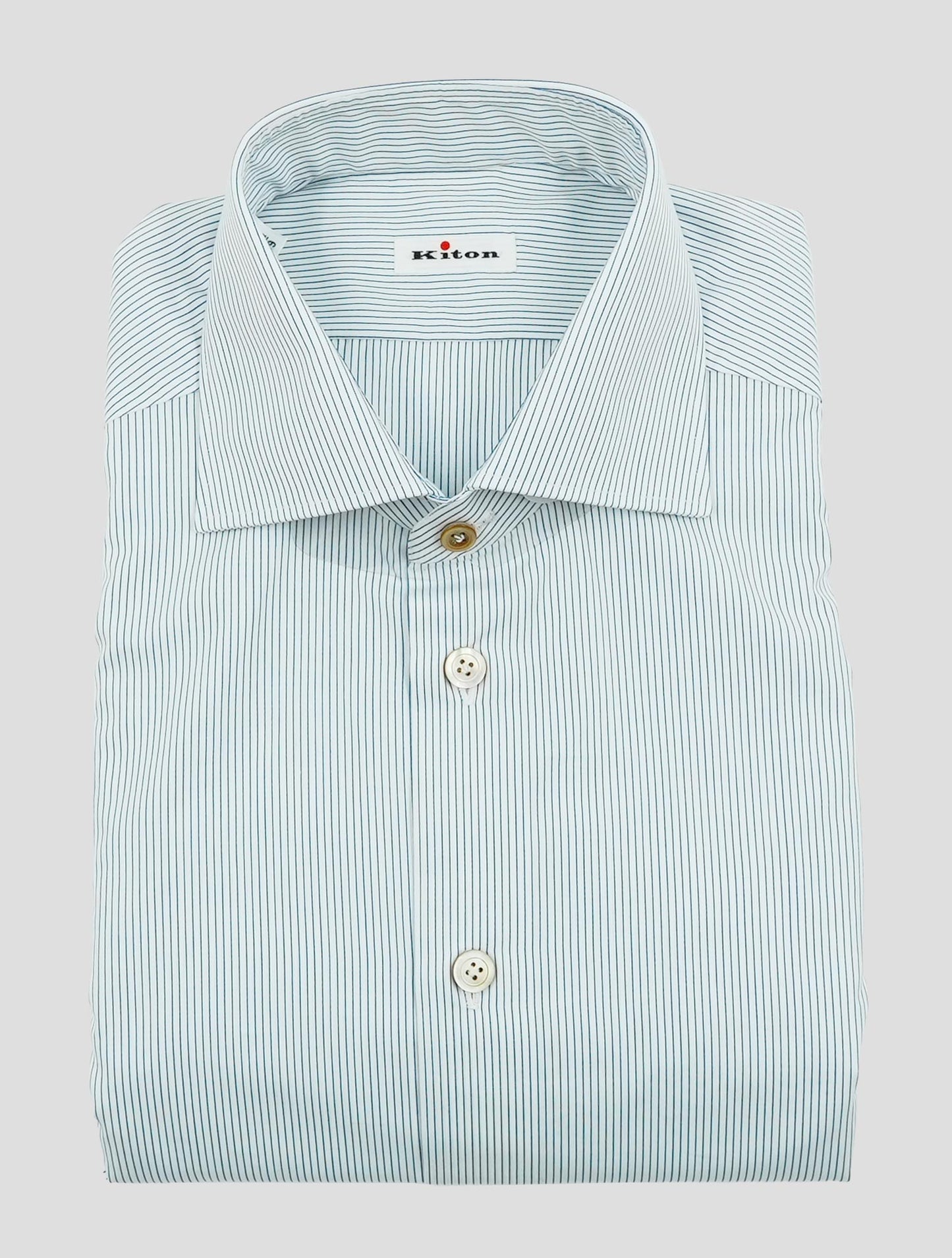 Kiton White Blue Cotton Shirt