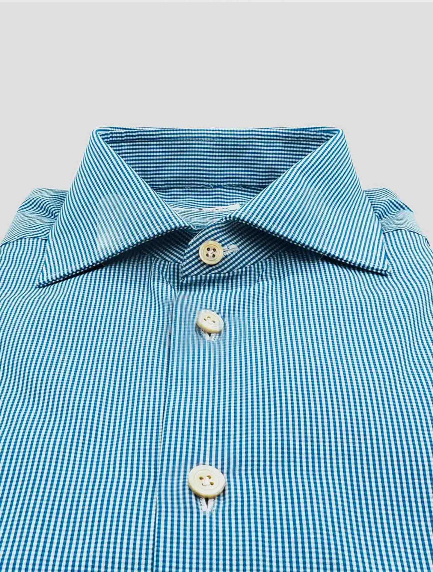 Kiton Blue White Cotton Shirt