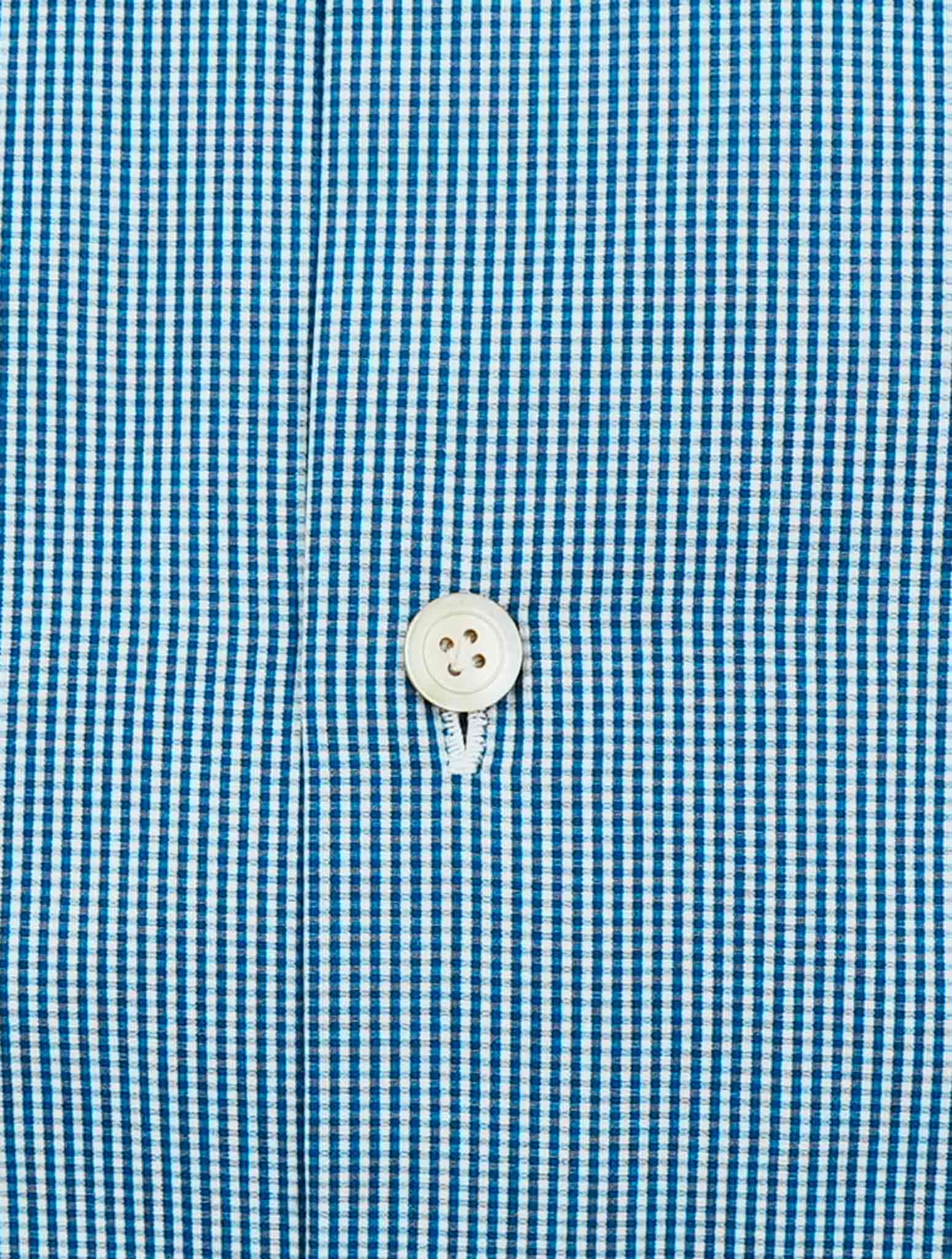 Kiton Blue White Cotton Shirt