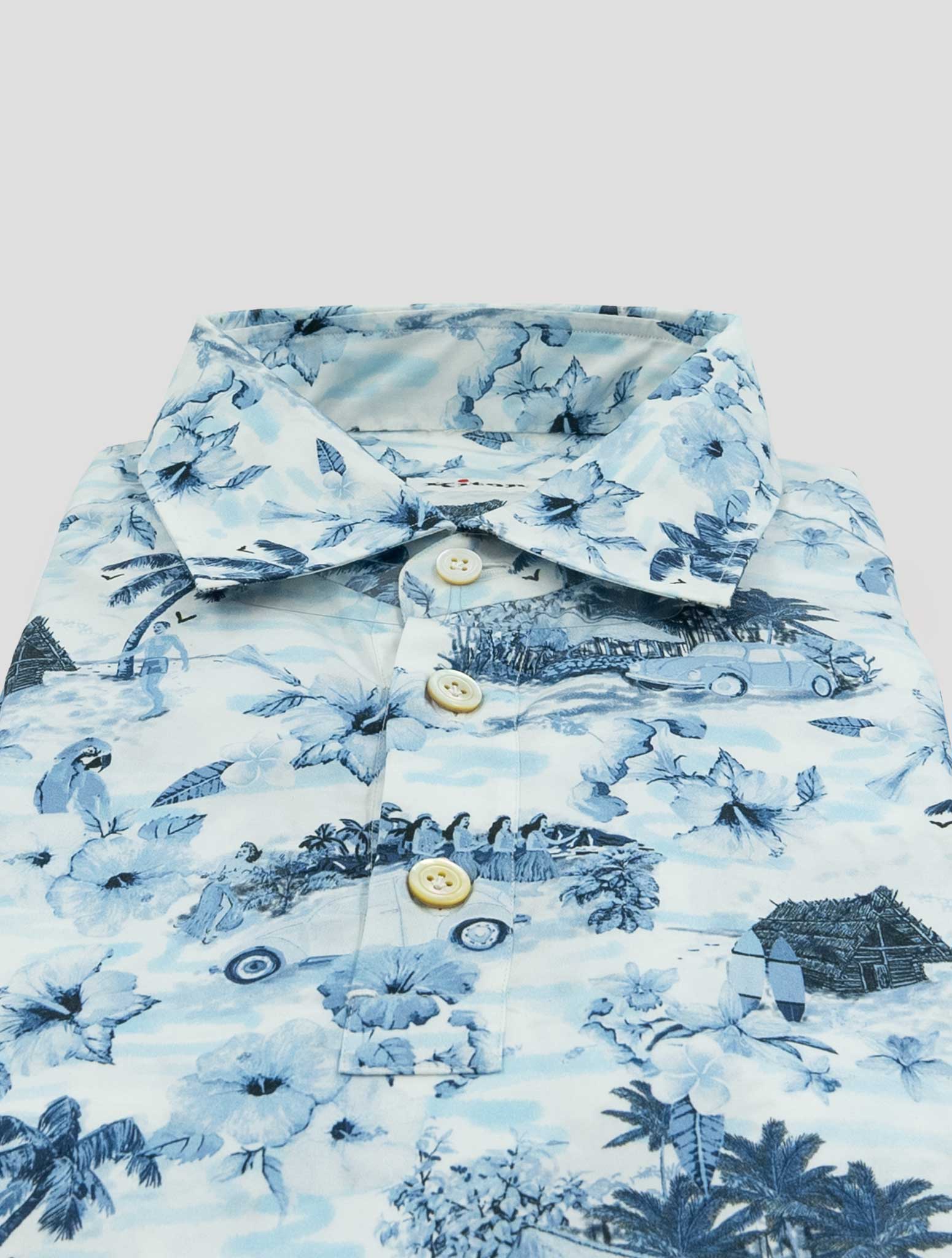 Kiton Blue Cotton Positano Polo Shirt
