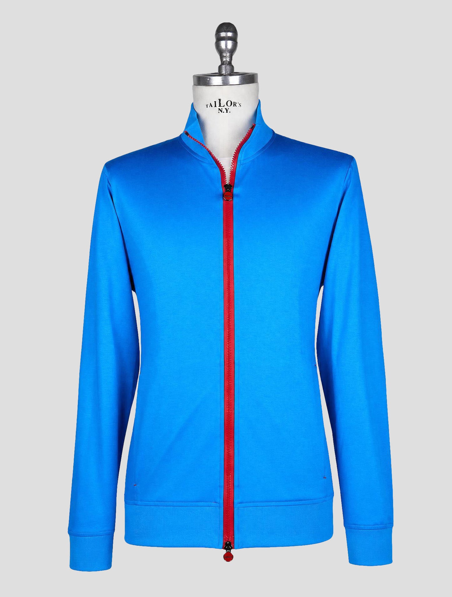 Kiton Light blue Cotton Sweater Full Zip