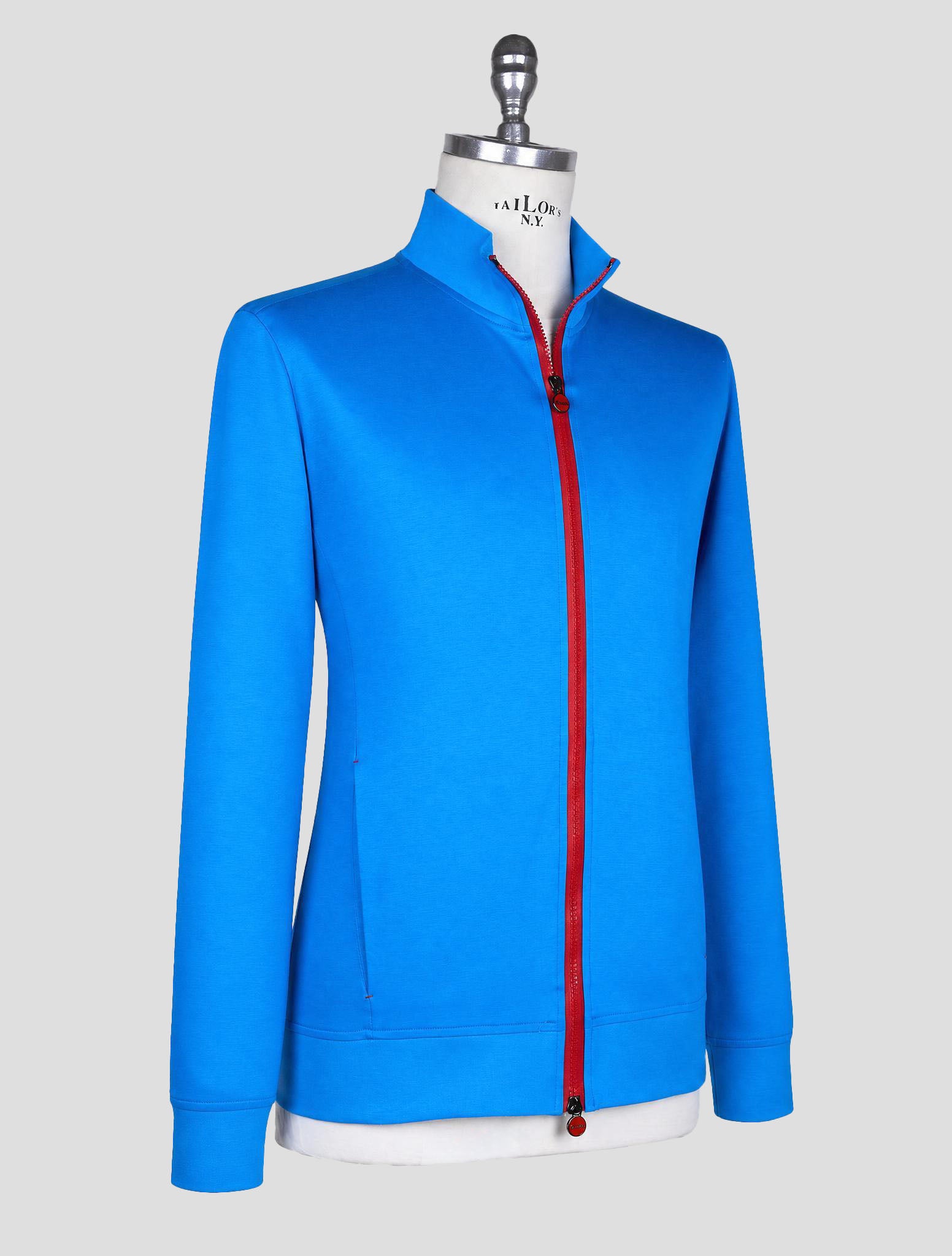 Kiton Light blue Cotton Sweater Full Zip