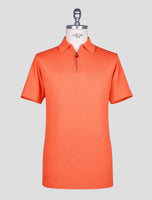 Kiton Orange Cotton Polo Half Zip